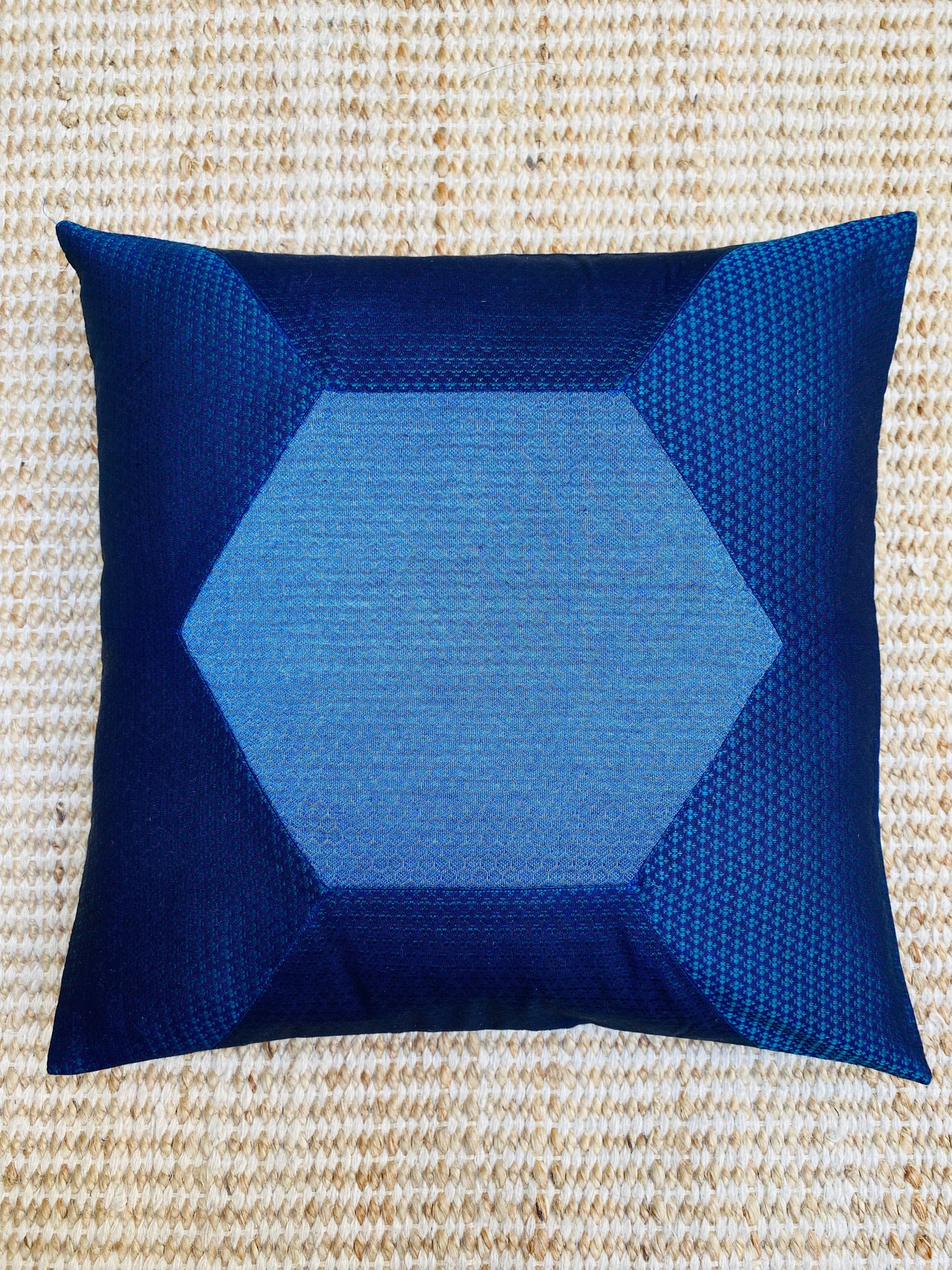 Shades of Blue -Silk Cushion Cover-16*16  (Set of 2)