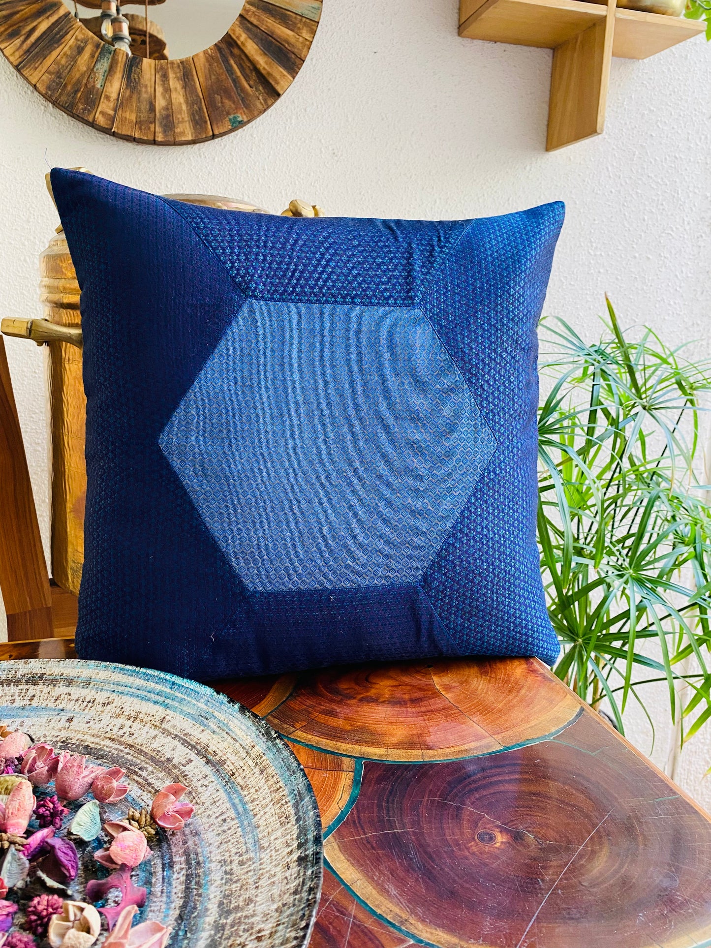 Shades of Blue -Silk Cushion Cover-16*16  (Set of 2)