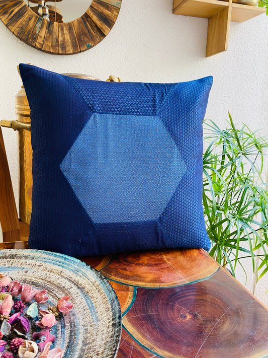 Shades of Blue -Silk Cushion Cover-16*16  (Set of 2)