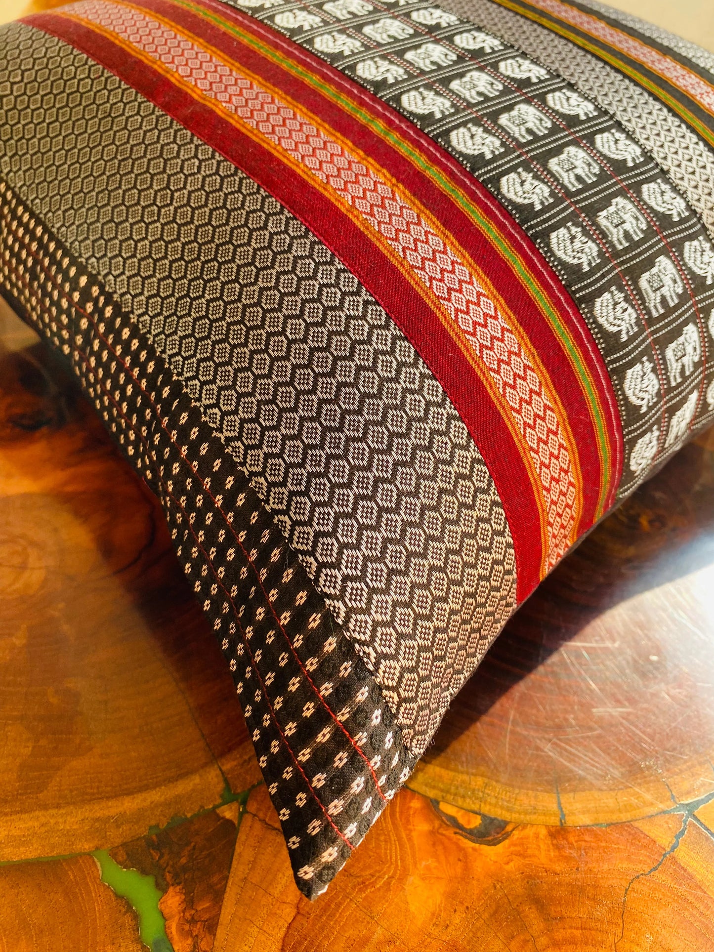 Grey, Black and Maroon -Silk Cushion Cover-18*18 (Set of 2)