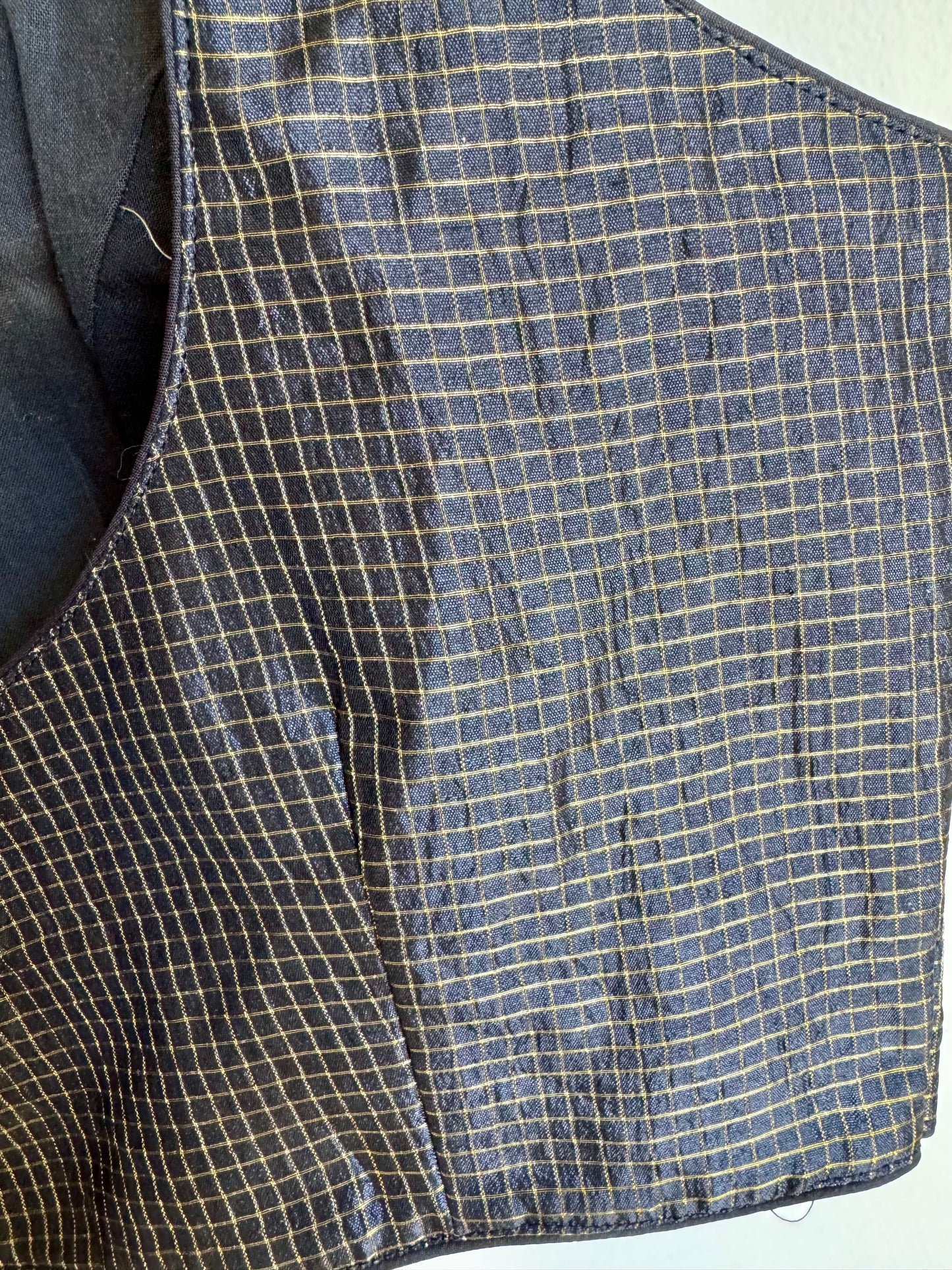 Handloom Black Micro Checks- Sleeveless Blouse