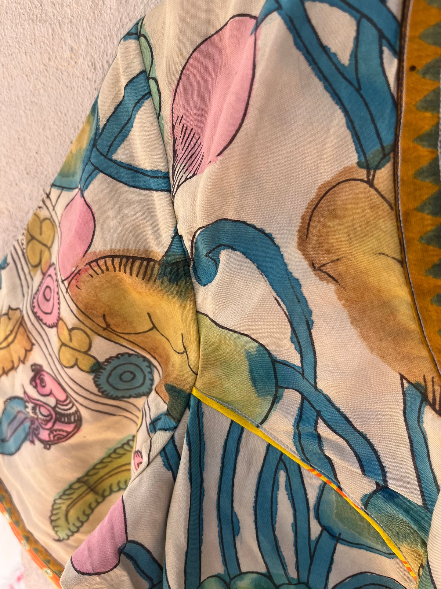 Cream handpainted kalamkari blouse