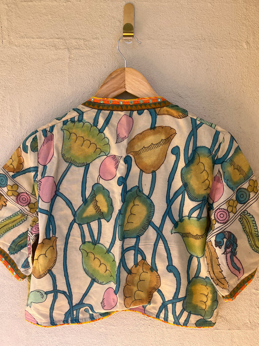 Cream handpainted kalamkari blouse