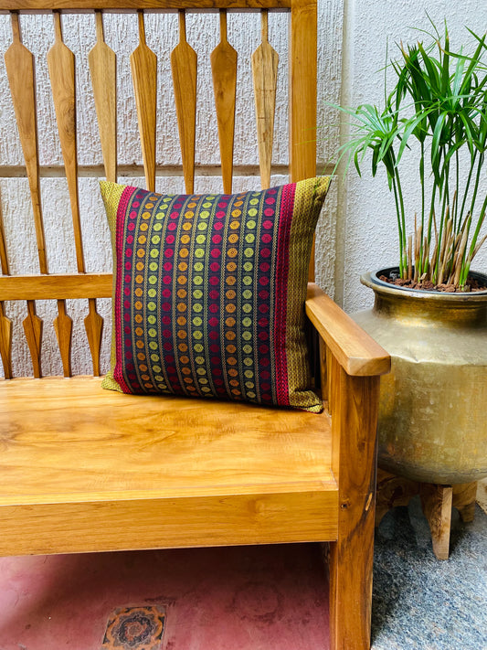 Mustard and Maroon Rudrkasha -Silk Cushion Cover-18*18 (Set of 2)