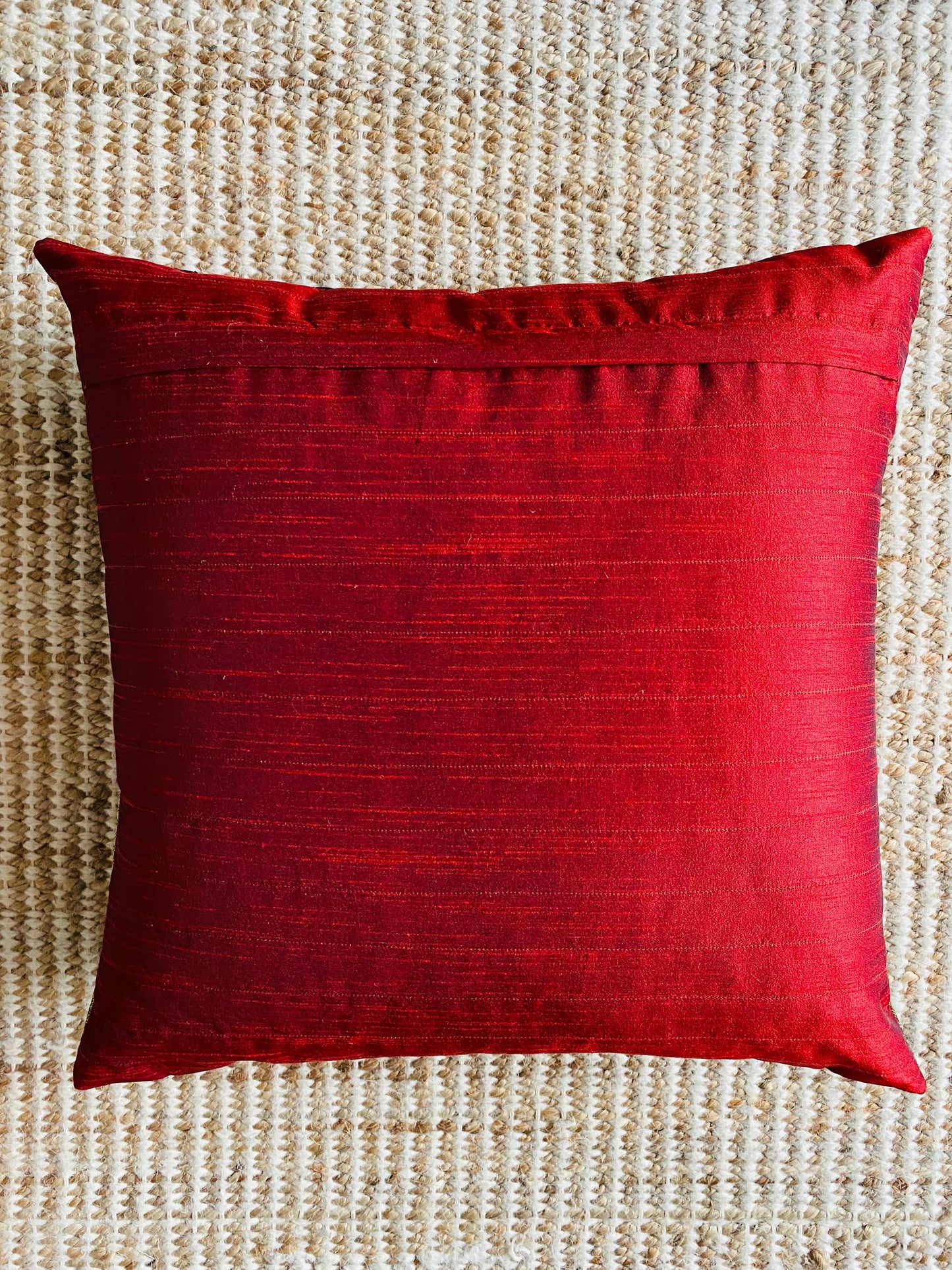 Mustard and Maroon Rudrkasha -Silk Cushion Cover-16*16  (Set of 2)