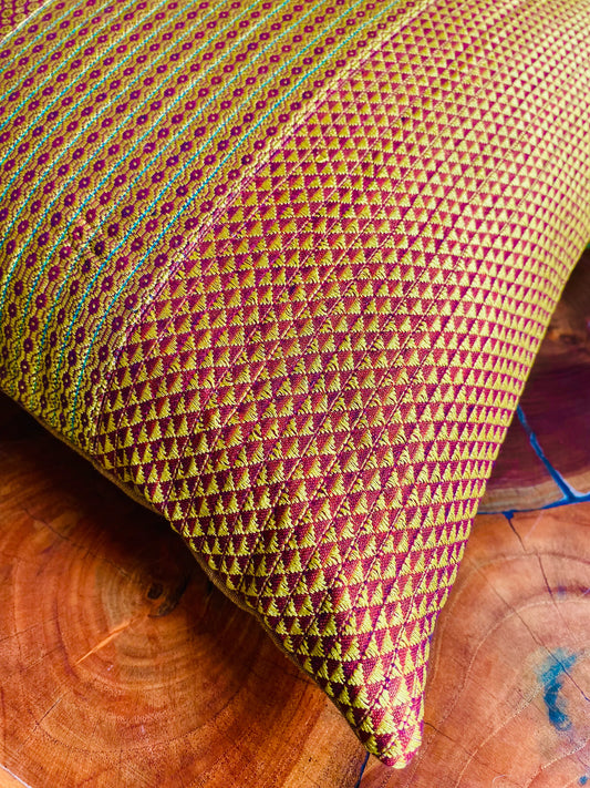 Golden Khunn Pillars -Silk Cushion Cover-16*16 (Set of 2)