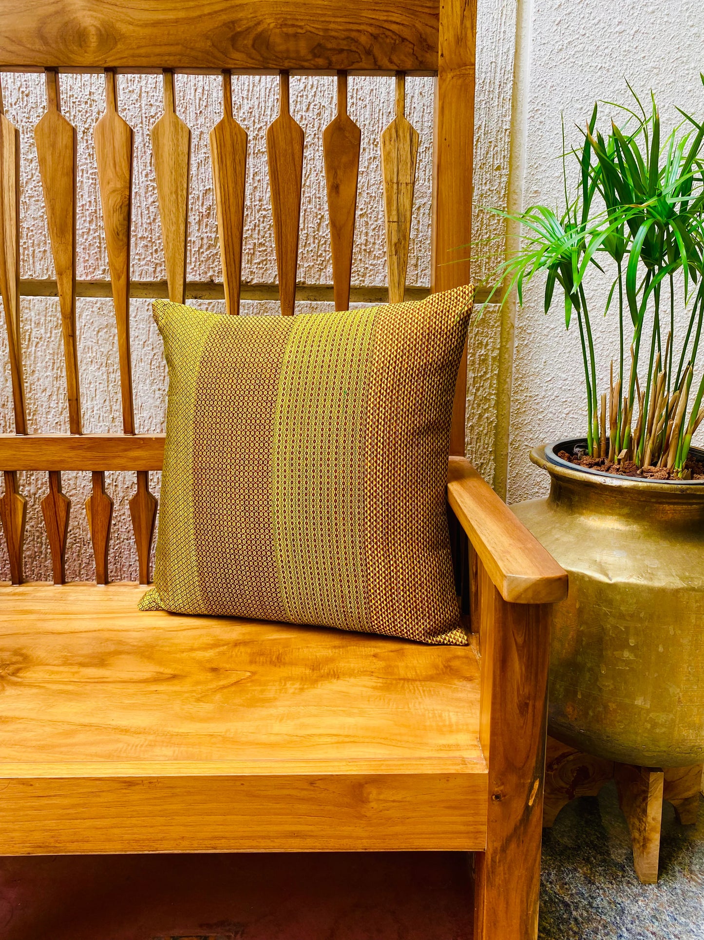 Golden Khunn Pillars -Silk Cushion Cover-16*16  (Set of 2)