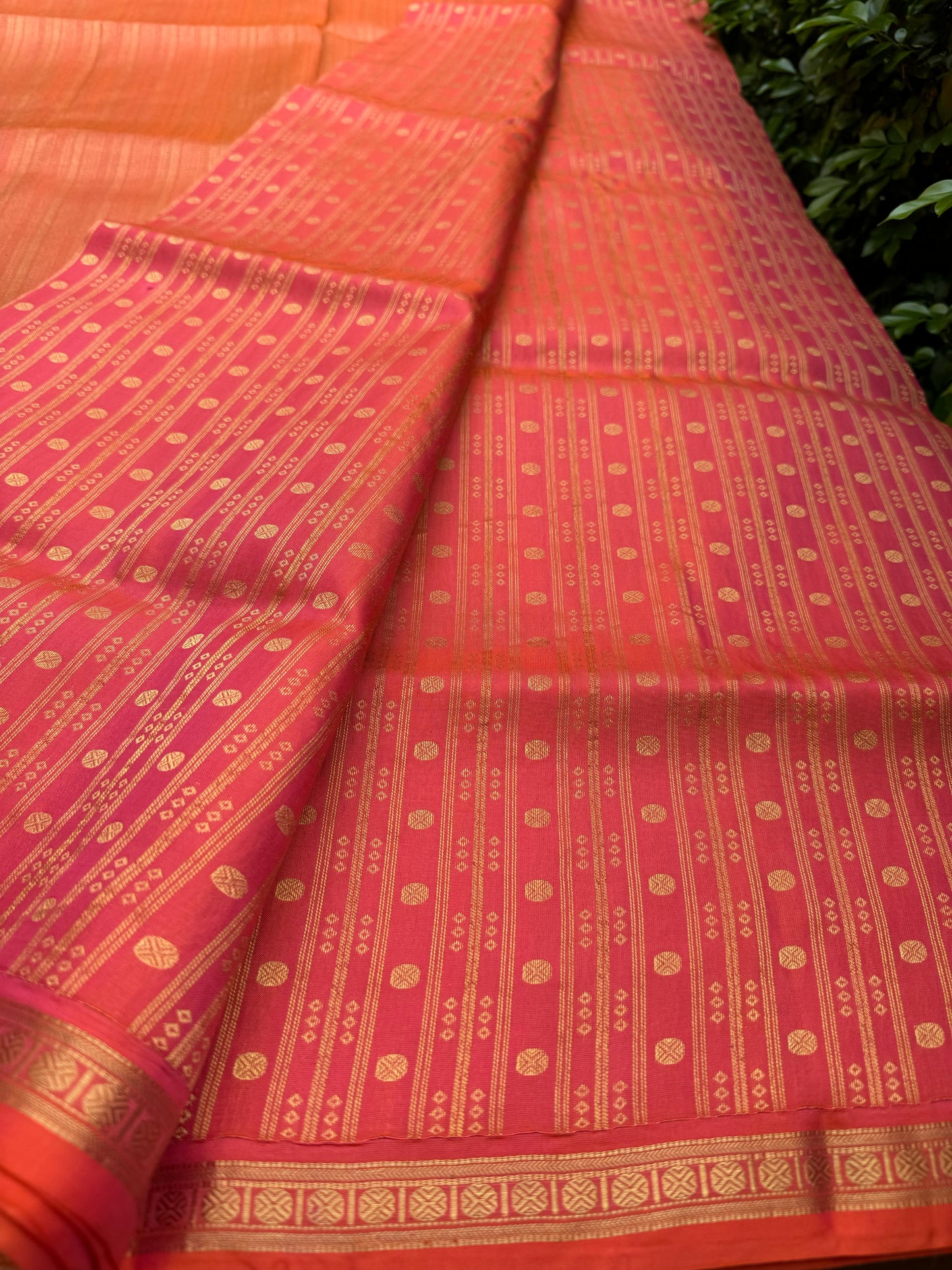 Orange and Gold Woven -Gadwal Silk Sari