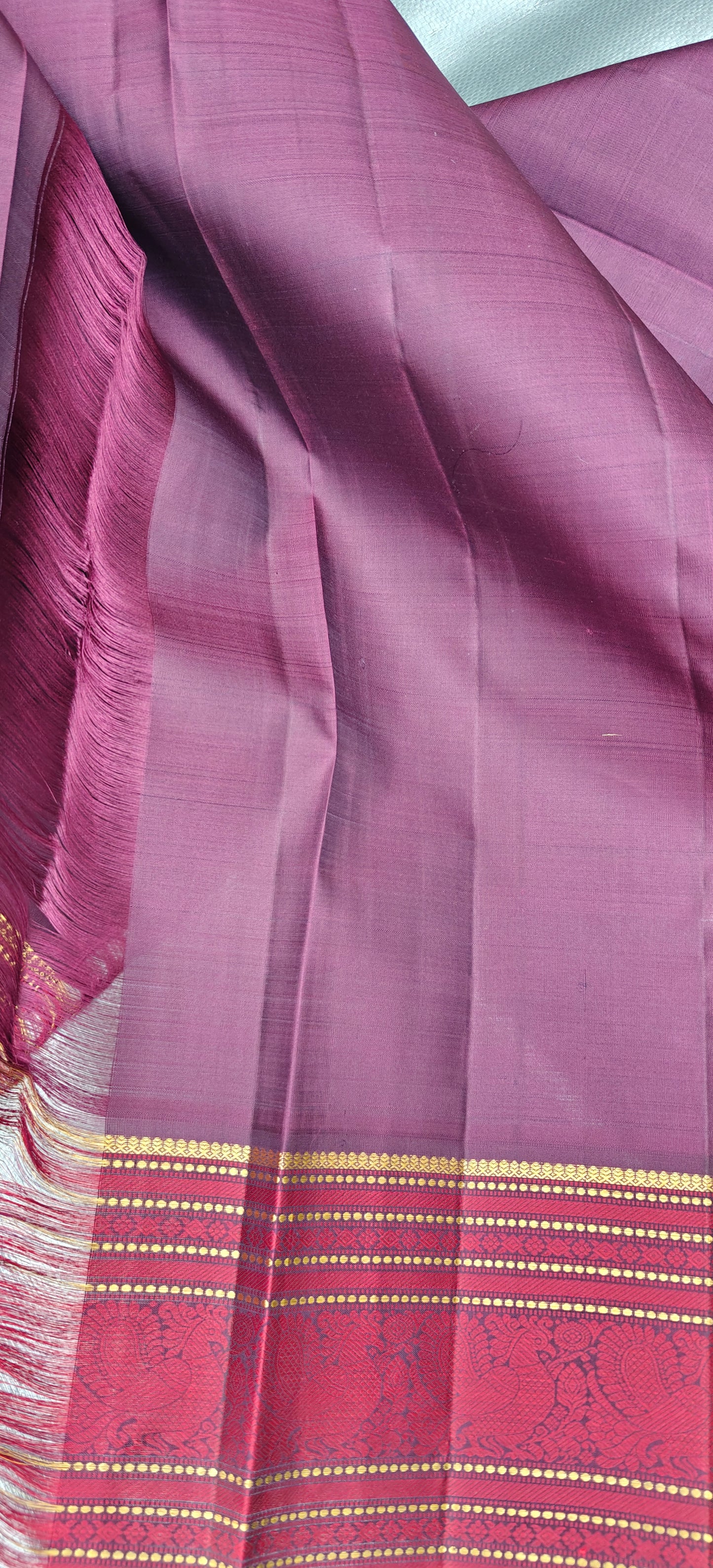Lavender and Brown korvai -Kanjivaram Silk Saree