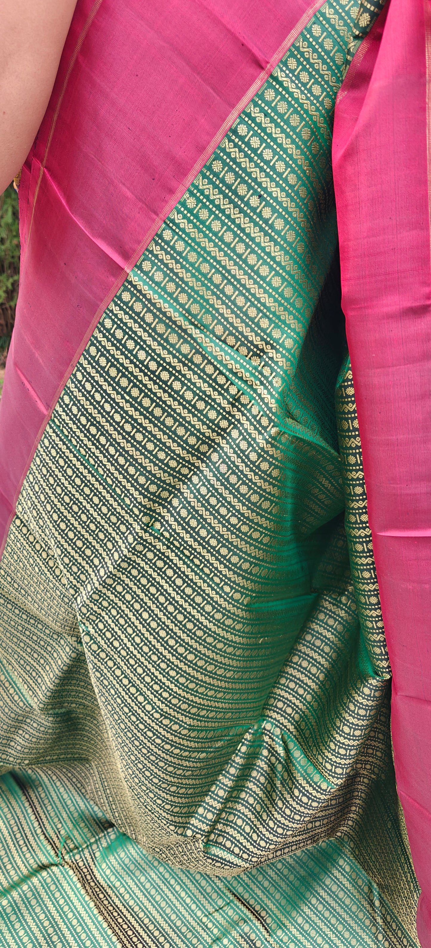 Dark green and deep maroon -Kanjivaram Silk Saree