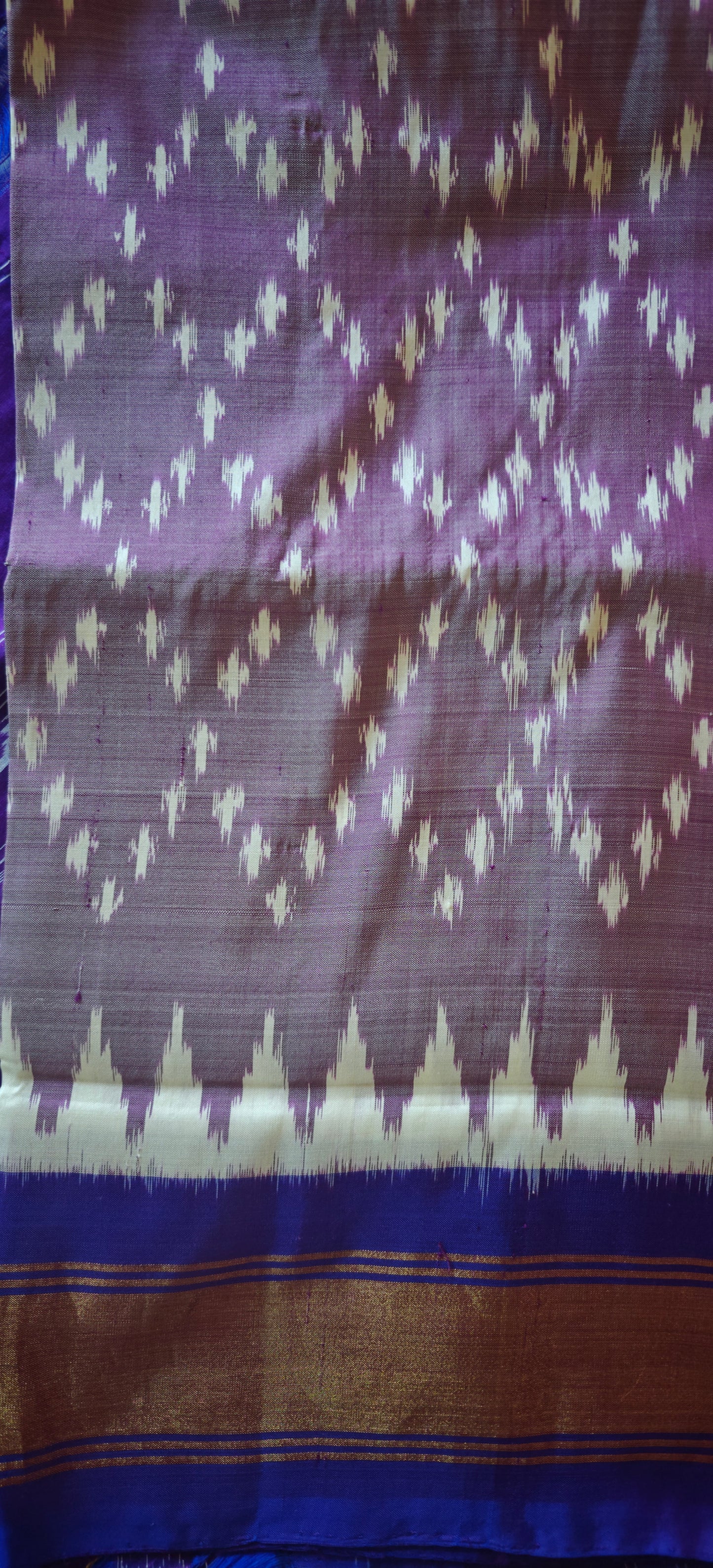 Lilac Ikkat Silk Sari