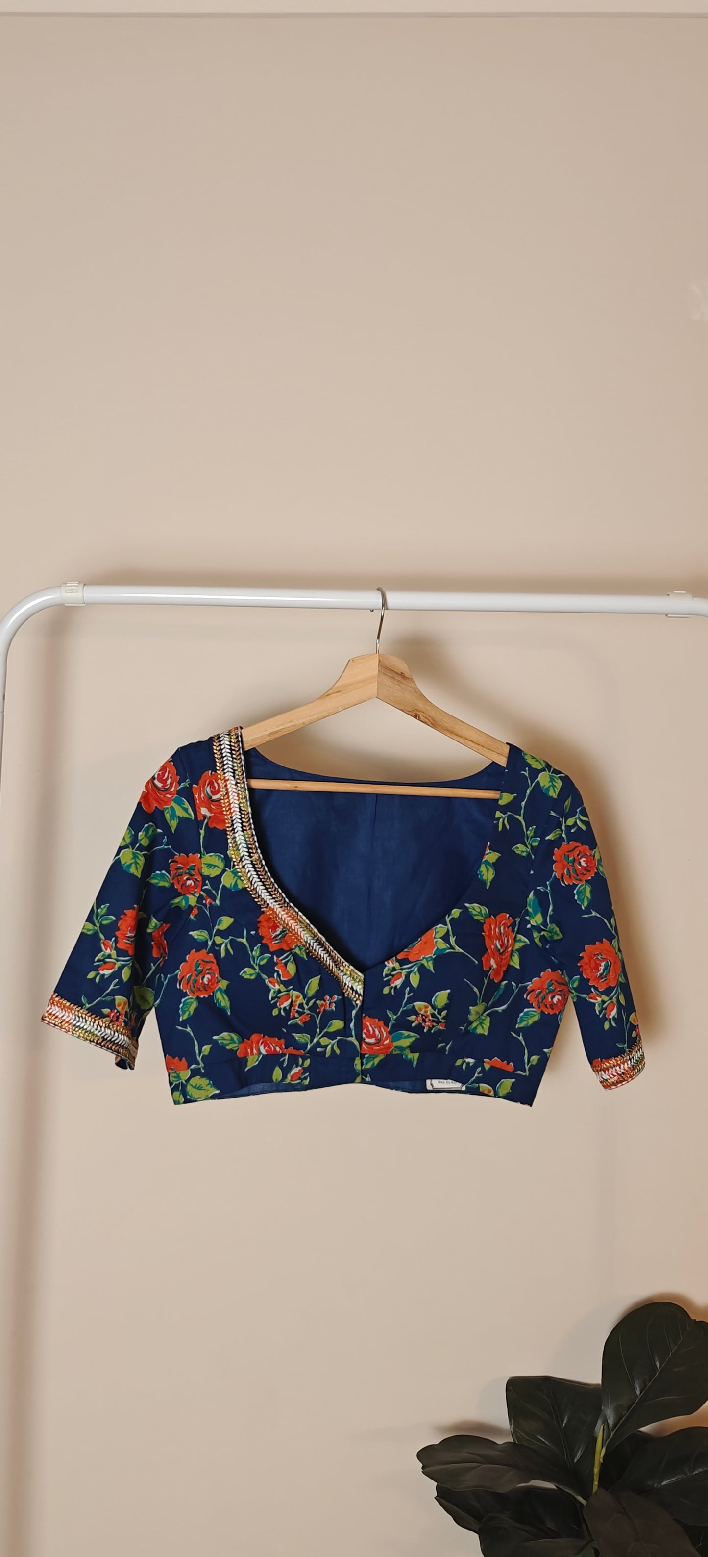 Floral Blue with Golden Work