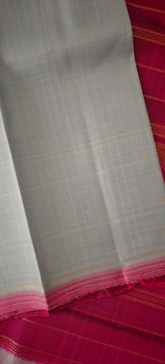 Ice Blue with Plum Purple Kanjivaram Saree | 3-gram Zari