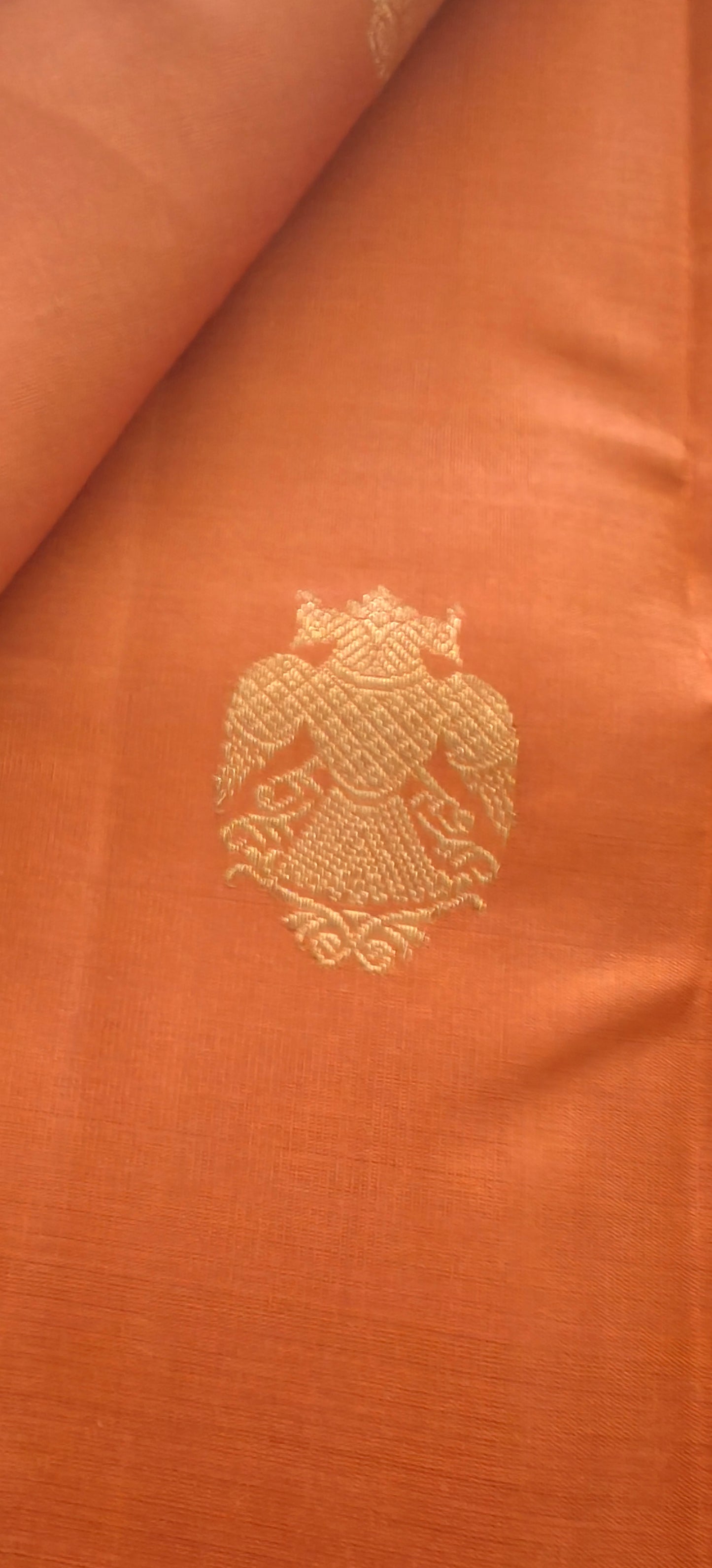 Burnt Orange with Cobalt Blue-Kanjivaram Silk Saree