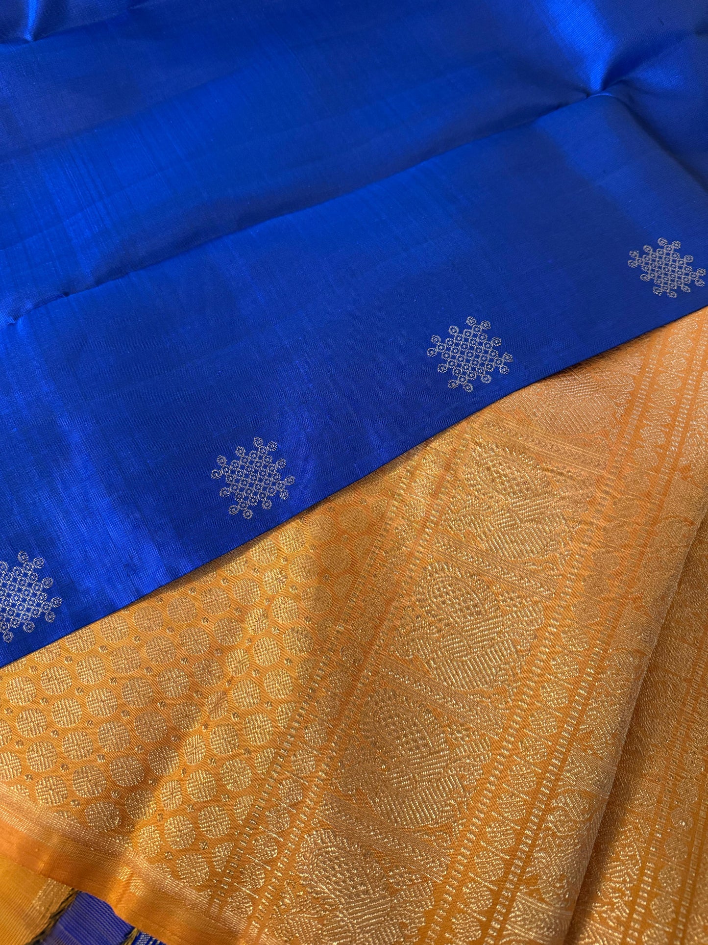 Blue and Mustard Yellow -Kanjivaram Silk Saree