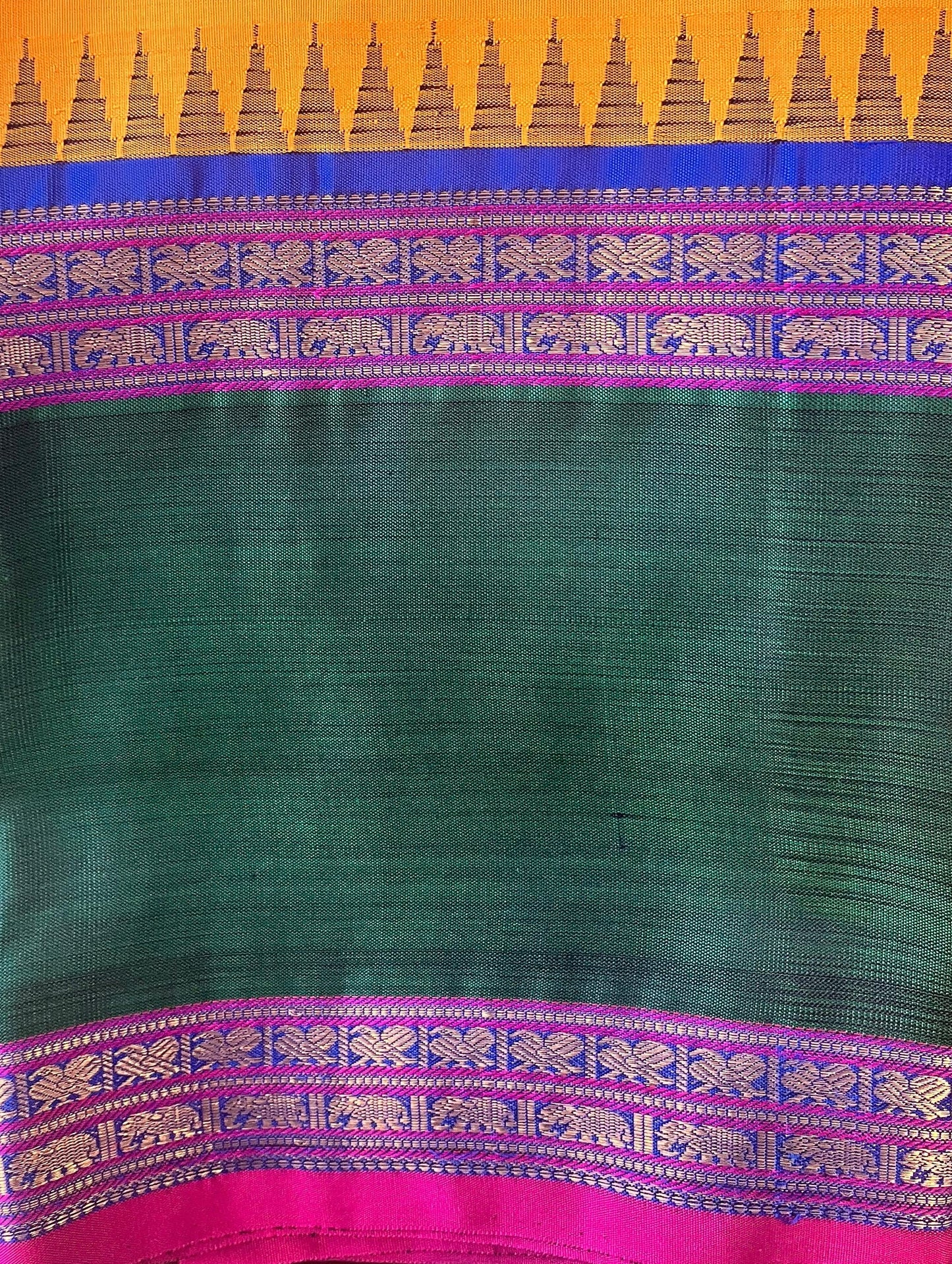 Yellow and Green Kanjivaram silk saree