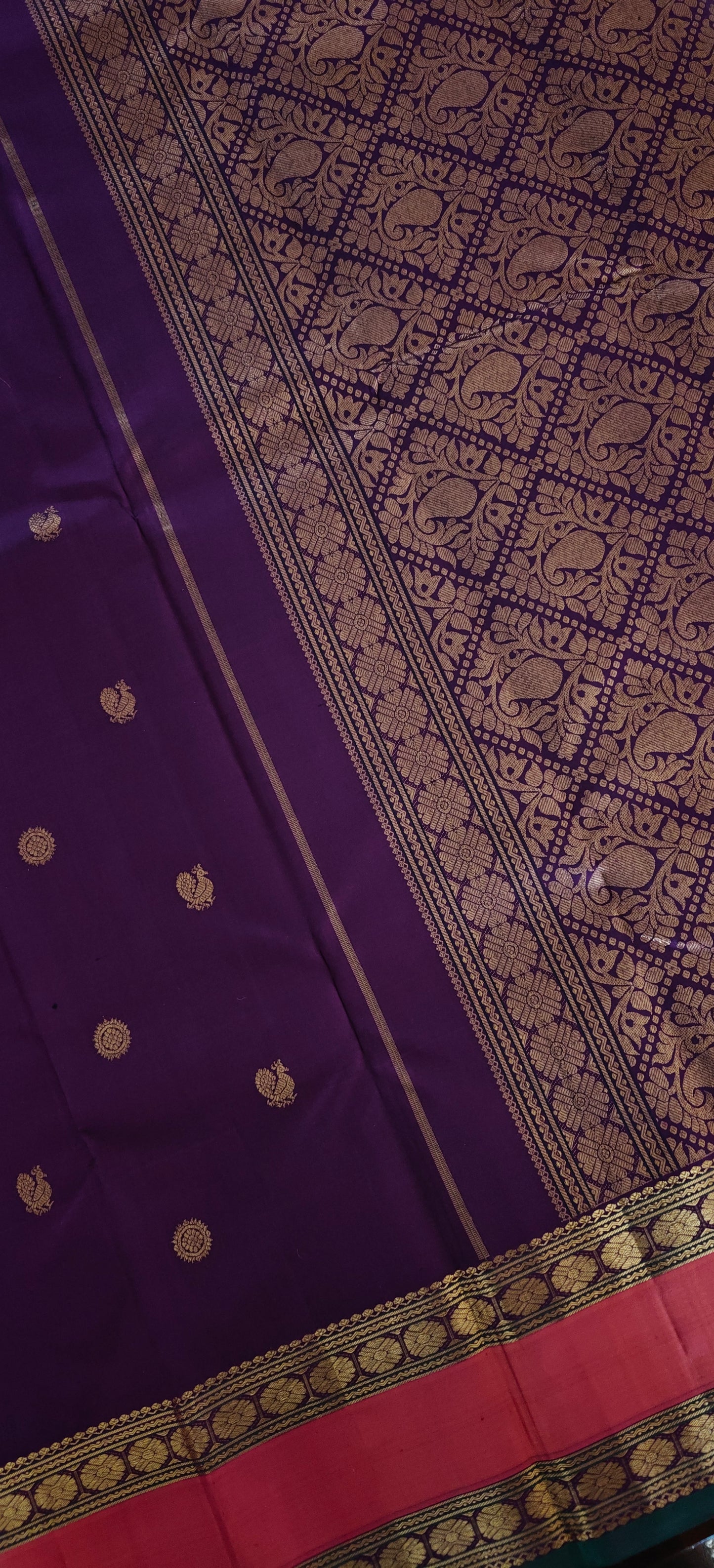 Blackcurrant kanjivaram silk saree with retta peetu border