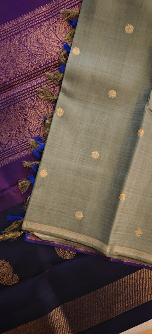 Pastel Green Double Pallu Kanjivaram silk saree