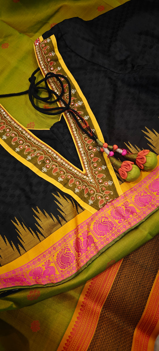 Black Silk Handcrafted Blouse