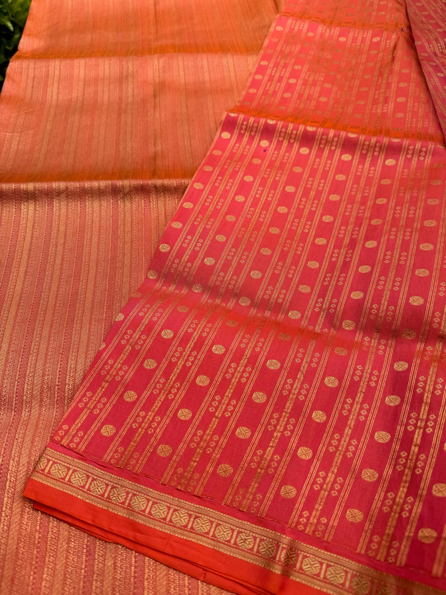 Orange and Gold Woven -Gadwal Silk Sari