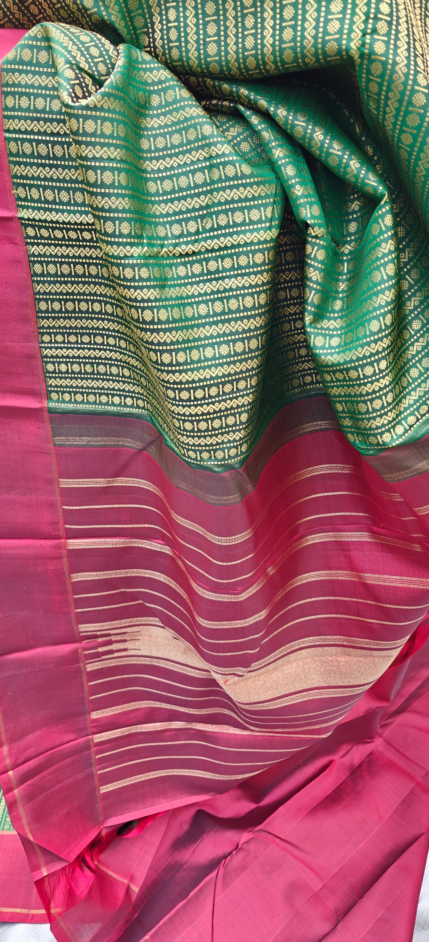 Dark green and deep maroon -Kanjivaram Silk Saree