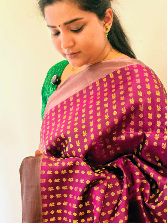 Purple and Dusty Pink -Kanjivaram Silk Saree