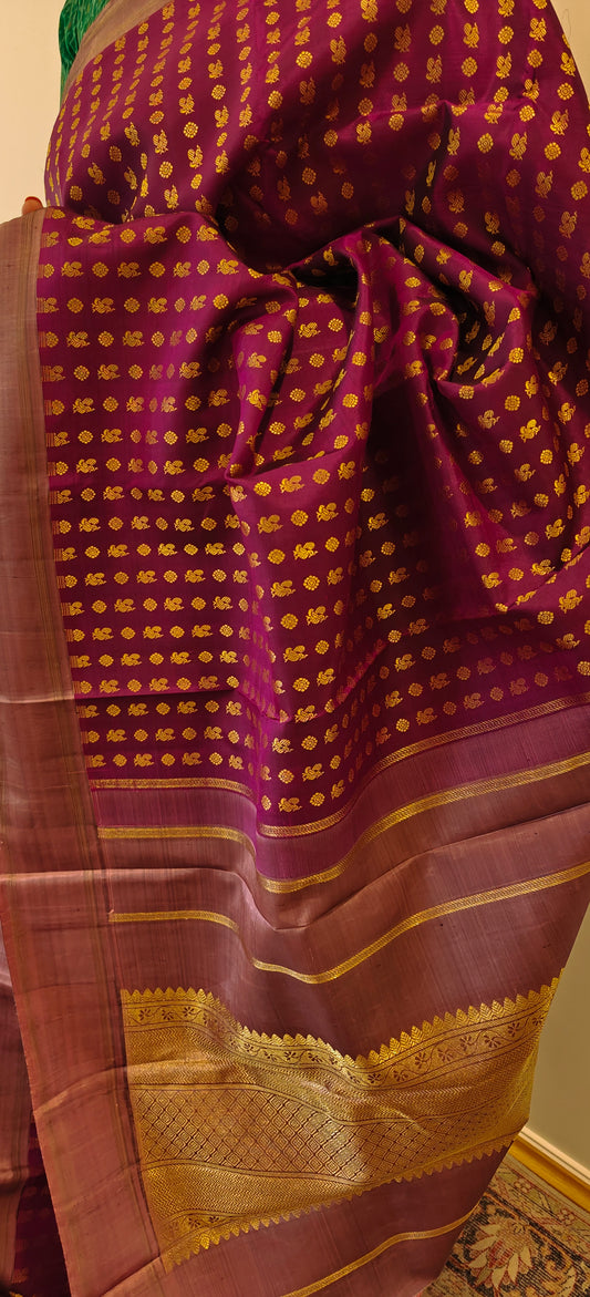 Purple and Dusty Pink -Kanjivaram Silk Saree