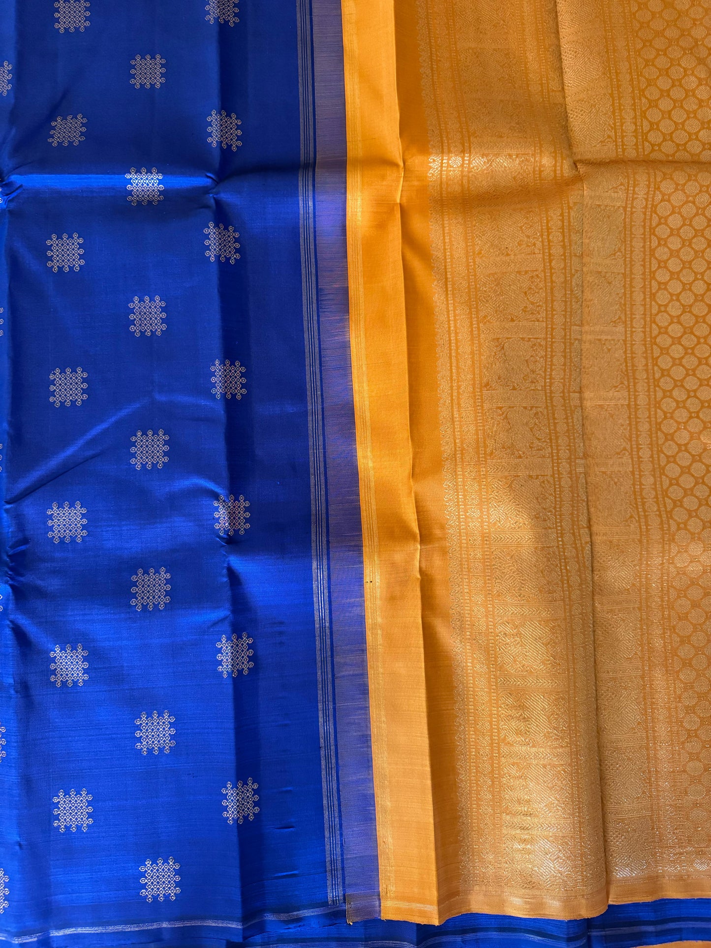 Blue and Mustard Yellow -Kanjivaram Silk Saree