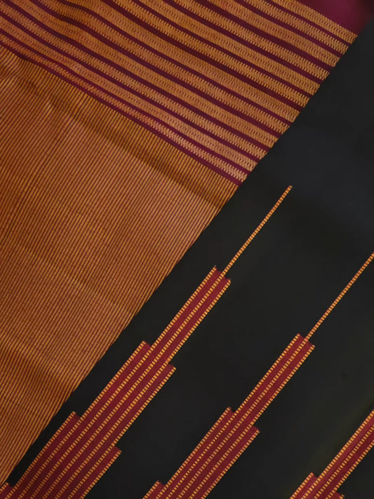 Black and Maroon-Kanjivaram Silk Saree