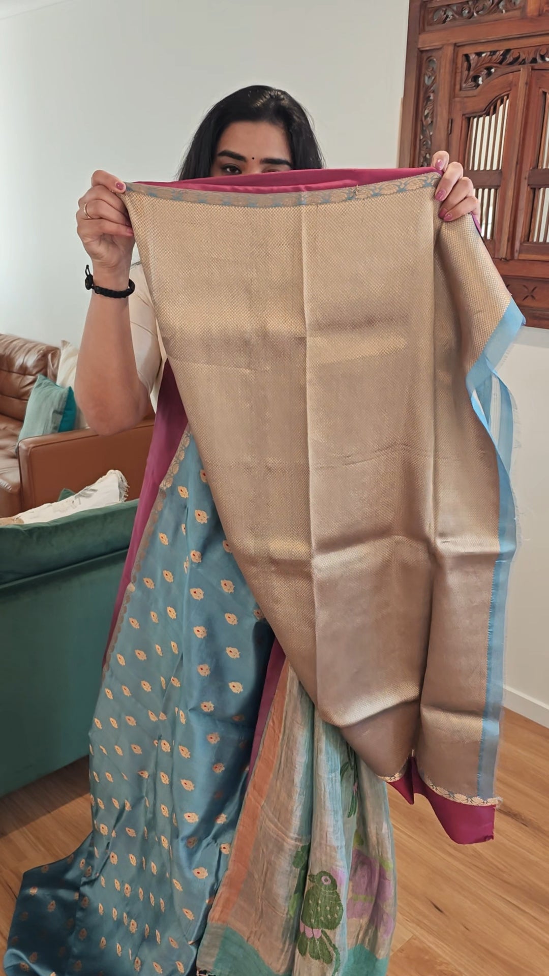 Bluish Grey Chanderi Silk