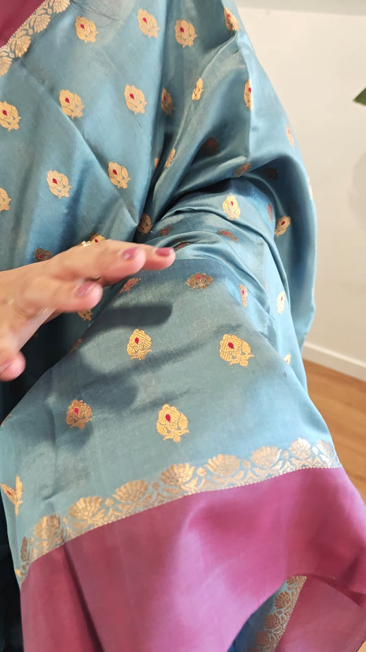 Bluish Grey Chanderi Silk