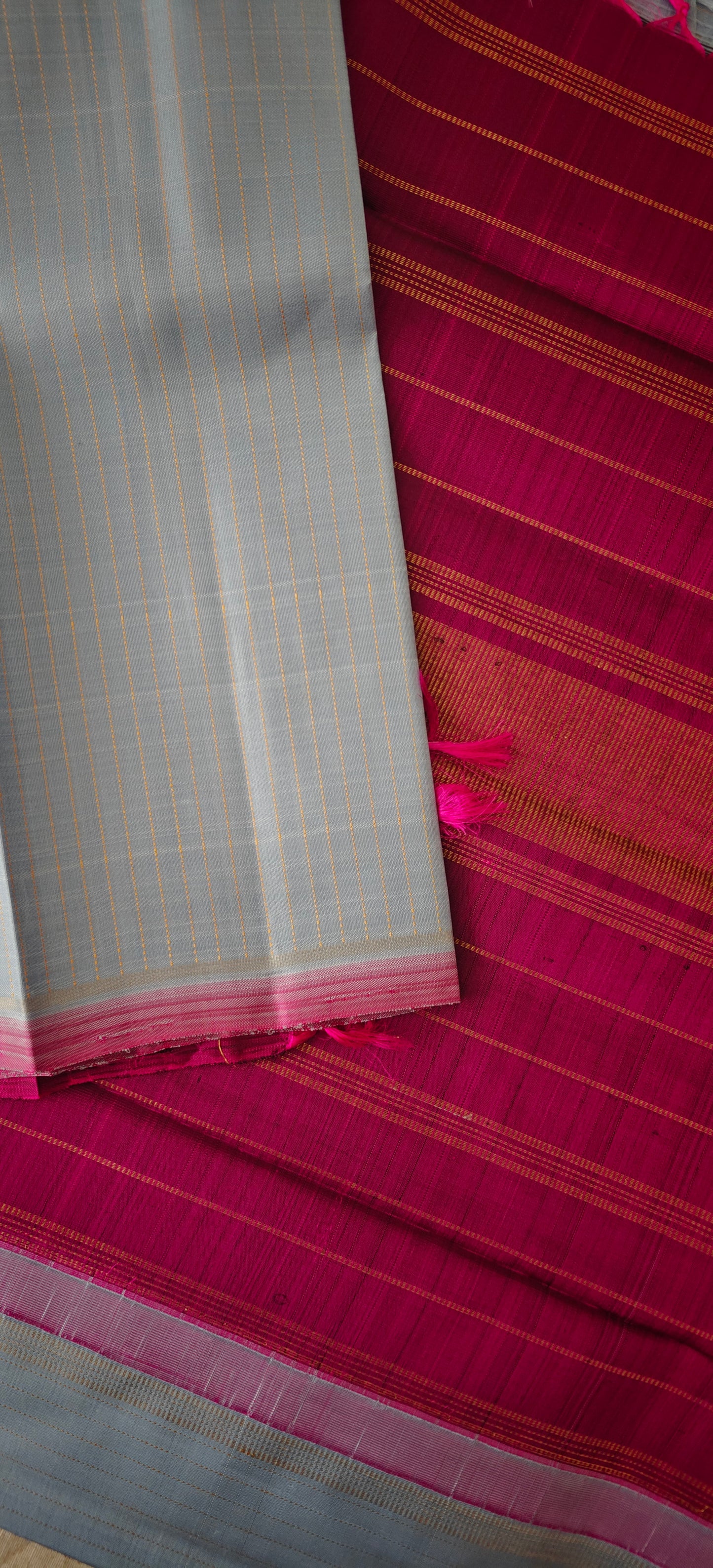 Ice Blue with Plum Purple Kanjivaram Saree | 3-gram Zari