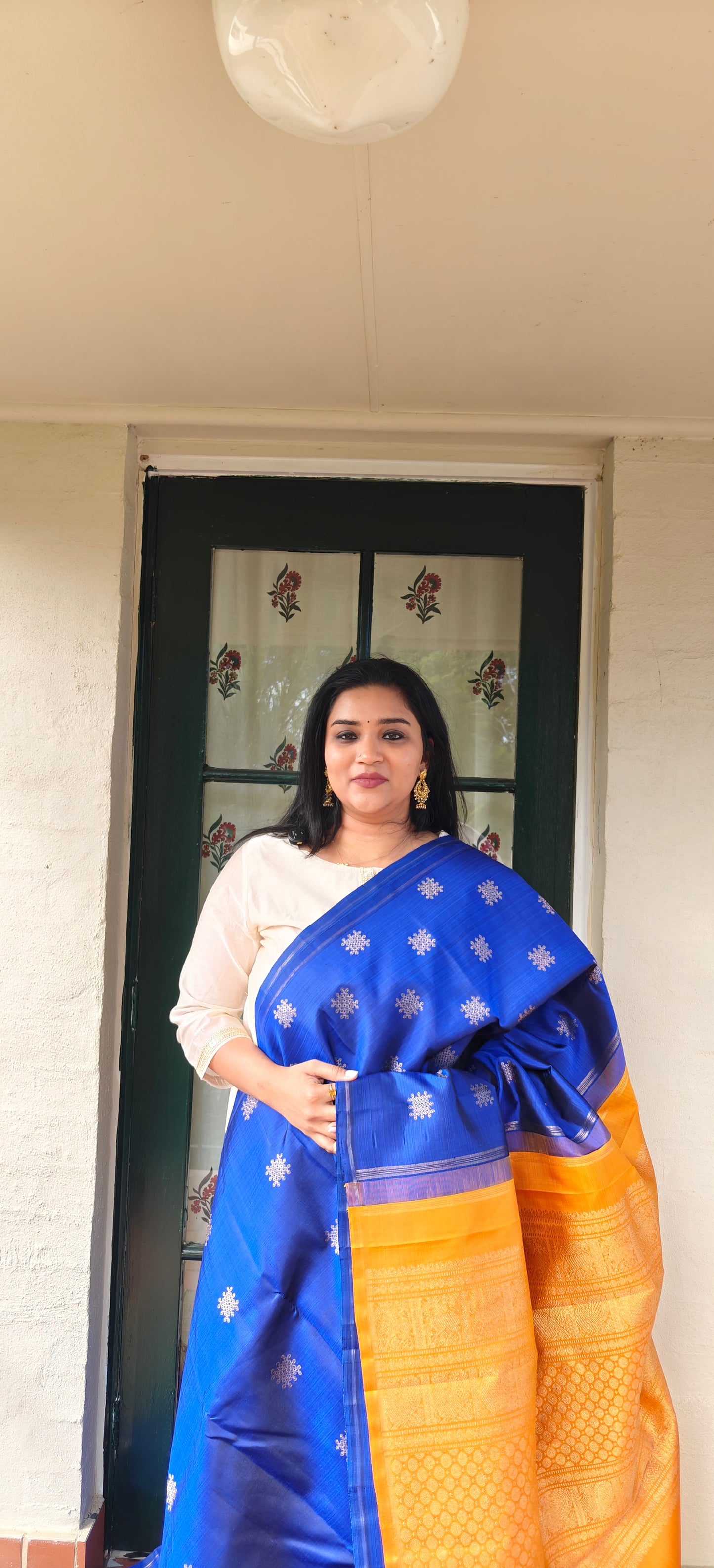Blue and Mustard Yellow -Kanjivaram Silk Saree
