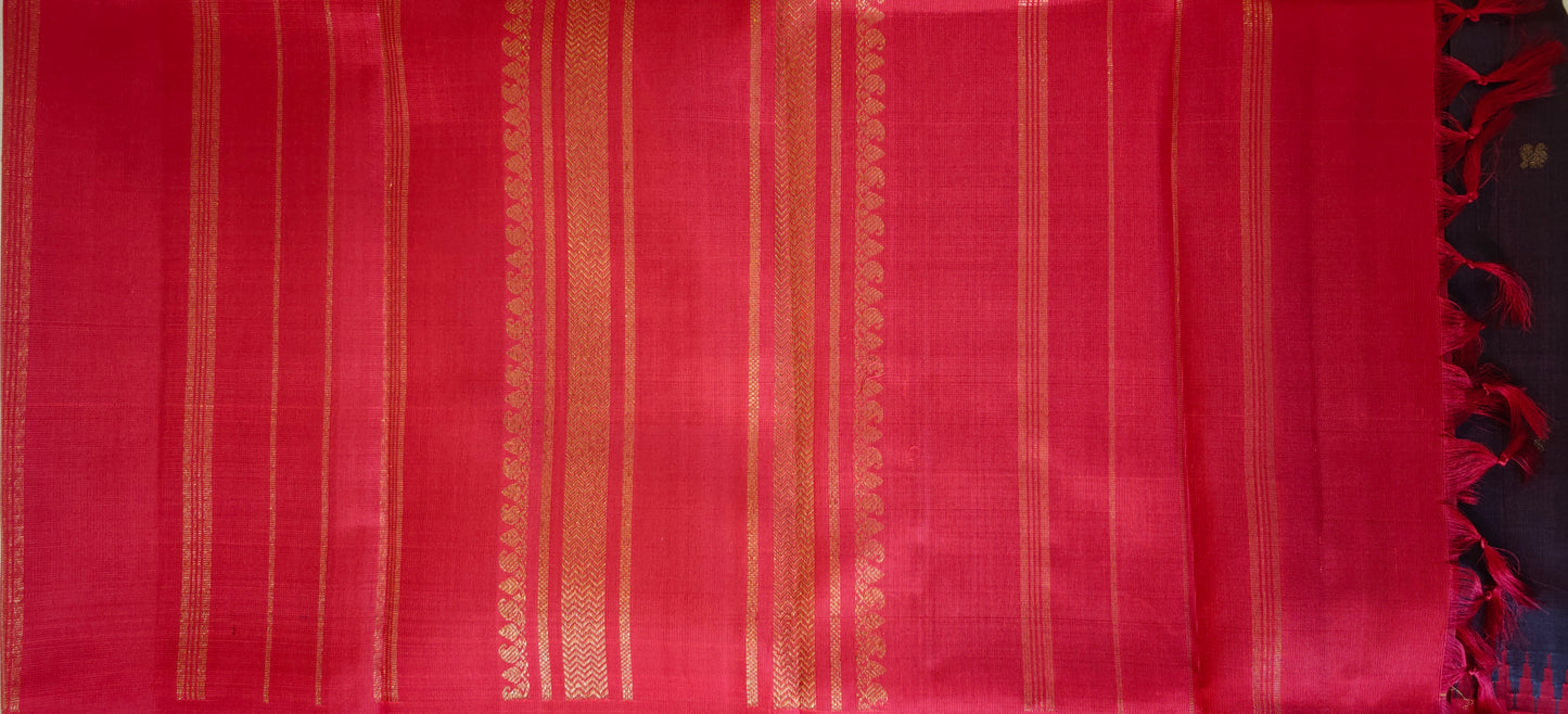 Grey and Red Mubbagam kanjivaram