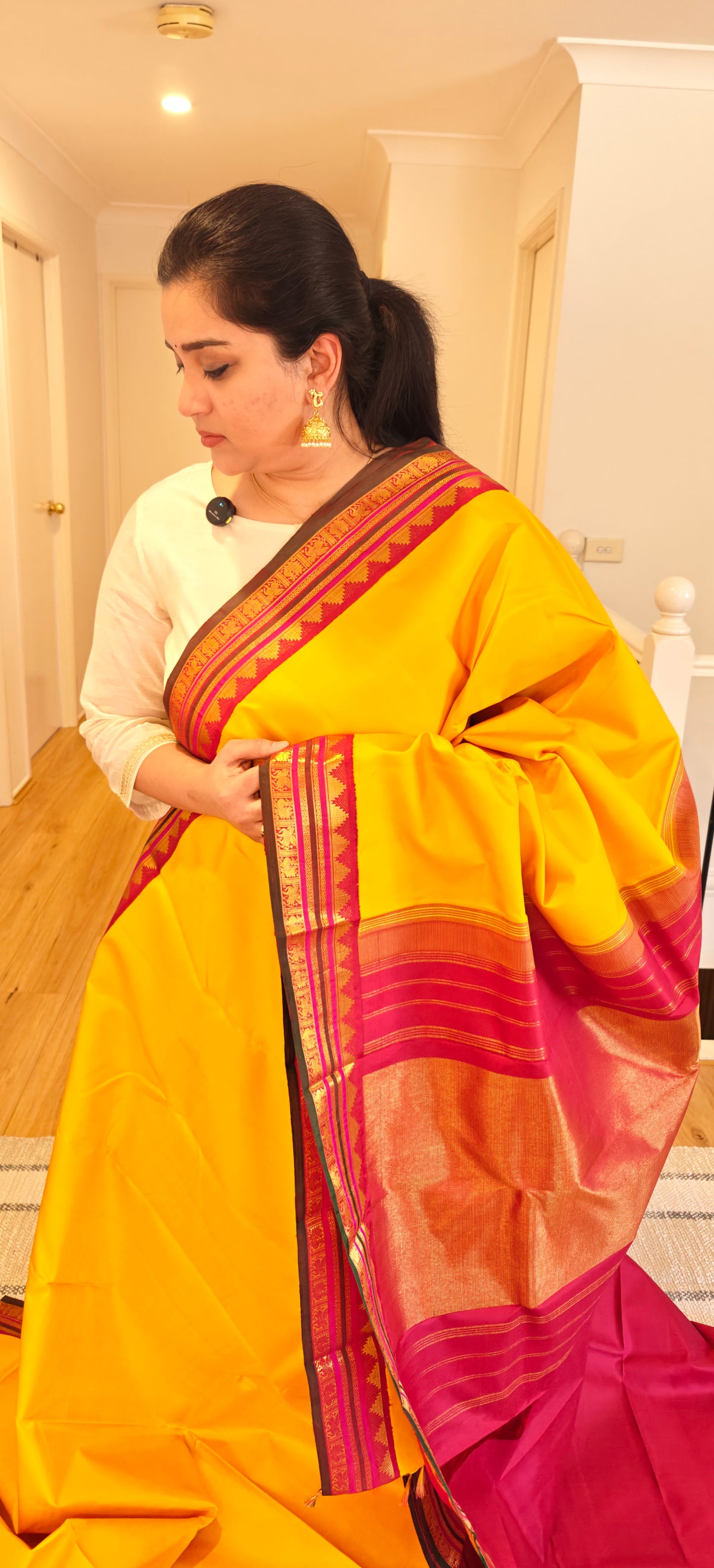 Yellow and red korvai -Kanjivaram Silk Saree