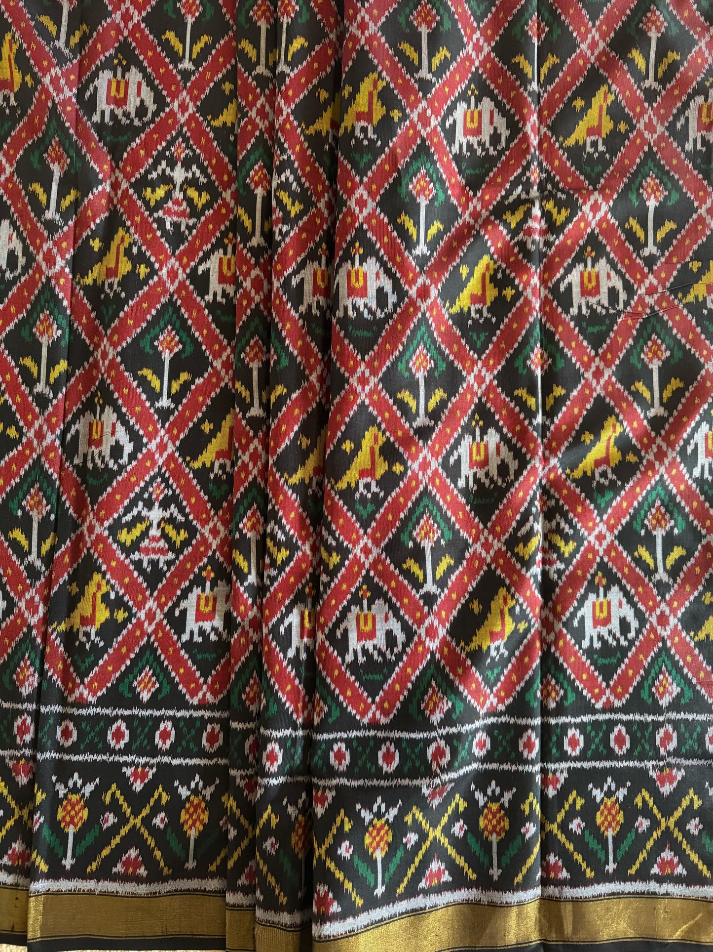 Black and Maroon -Patola Ikkat Silk Saree