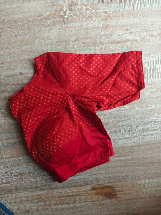 Red Brocade Silk Blouse