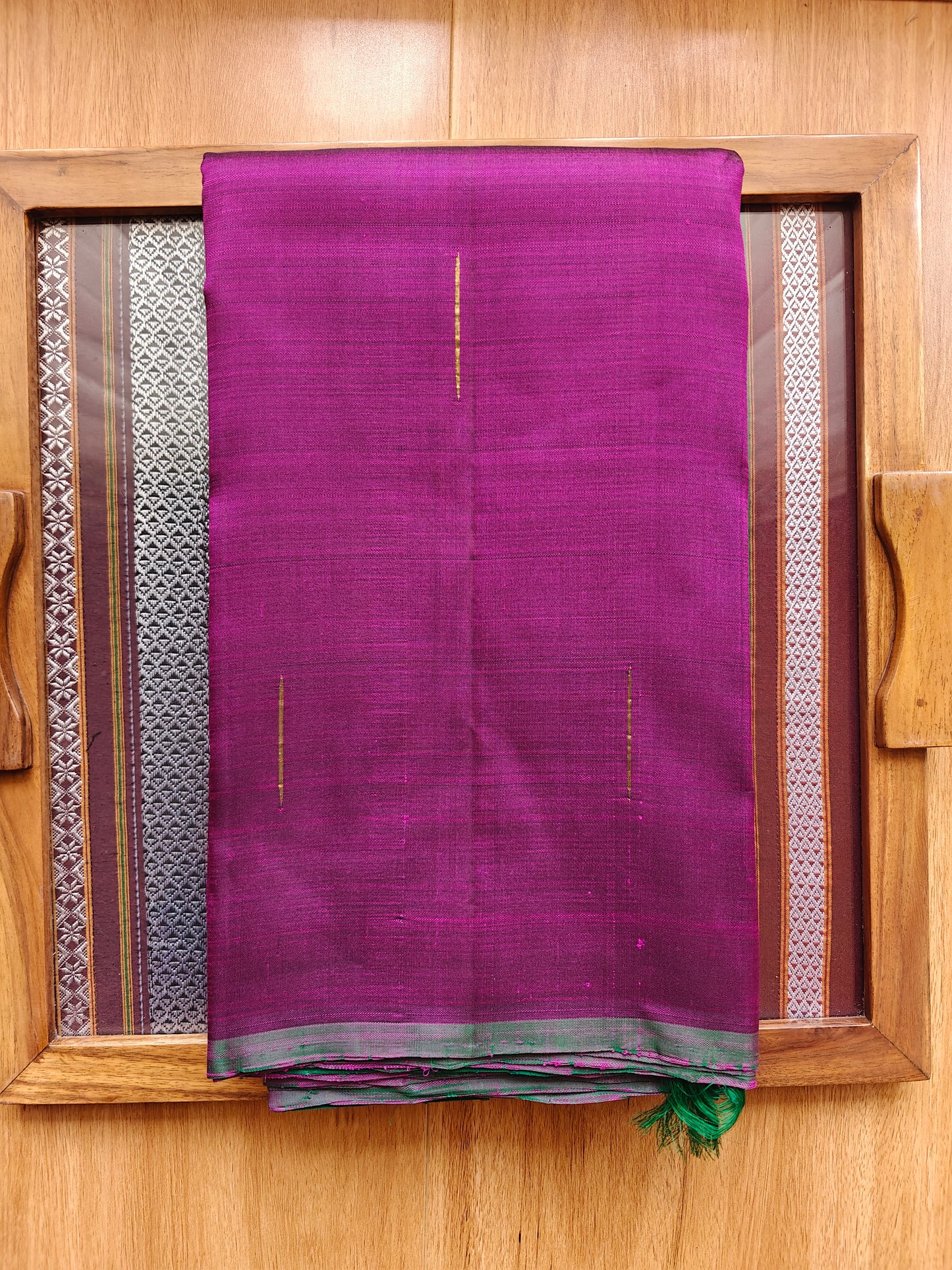 Violet and Leaf Green Raindrop-Kanjivaram Silk Saree