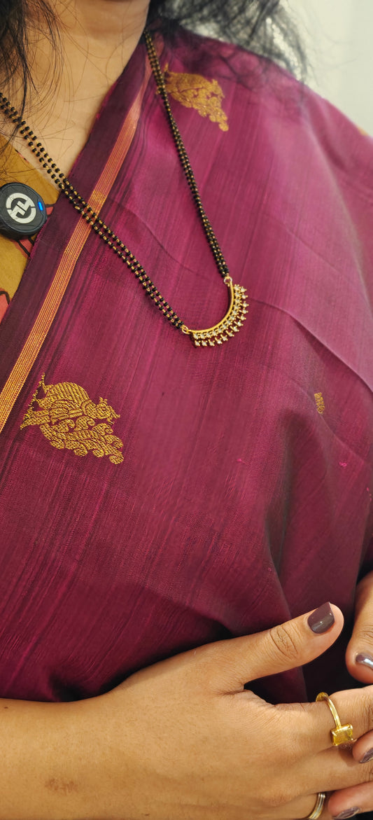 Wine and Cream kanjivaram silk sari