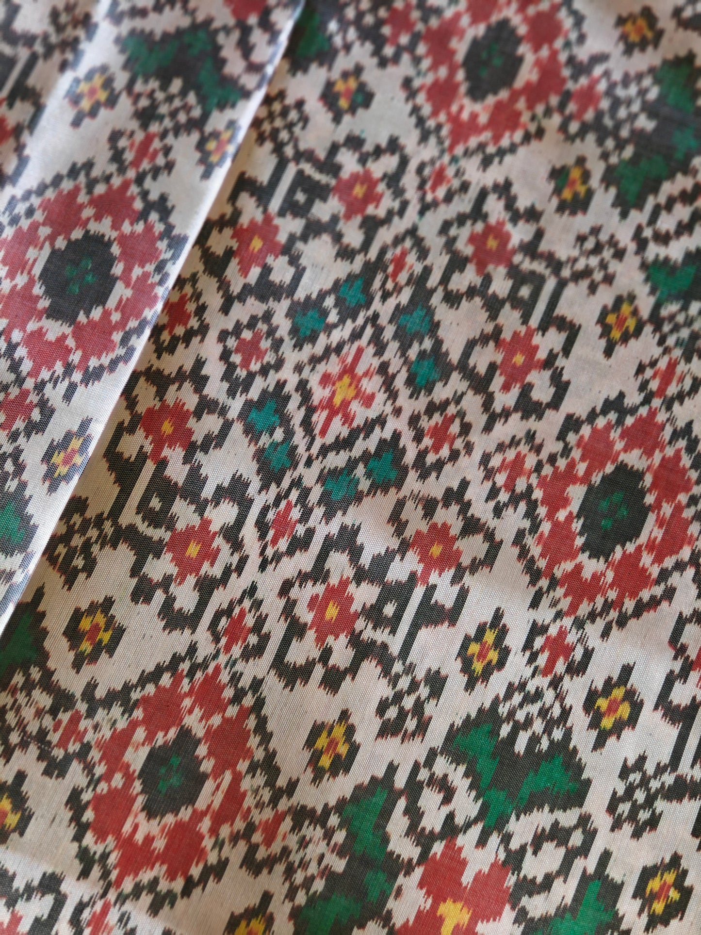 White and Red -Patola Ikkat Silk Saree