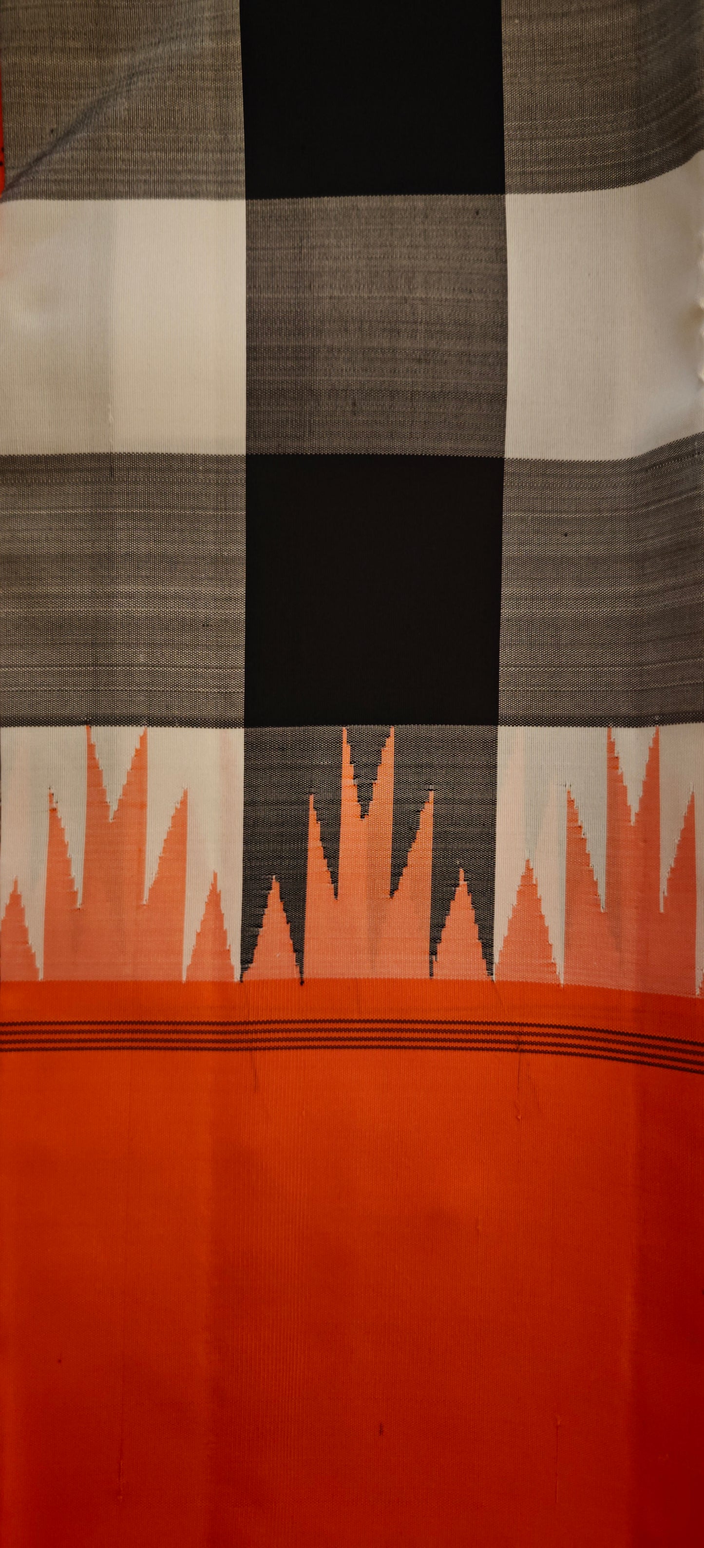 Black and White check kanjivaram saree