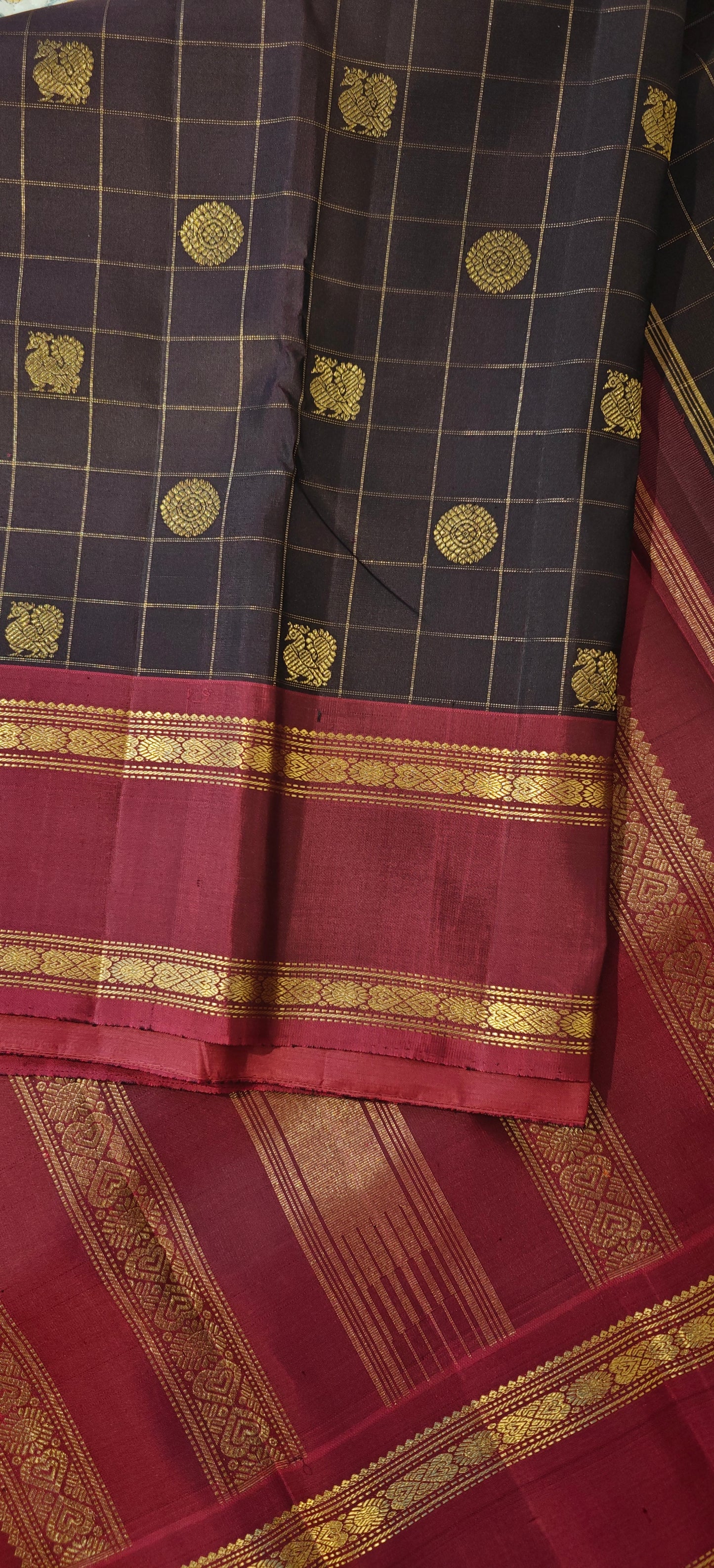 Coffee Brown and Maroon kanjivaram