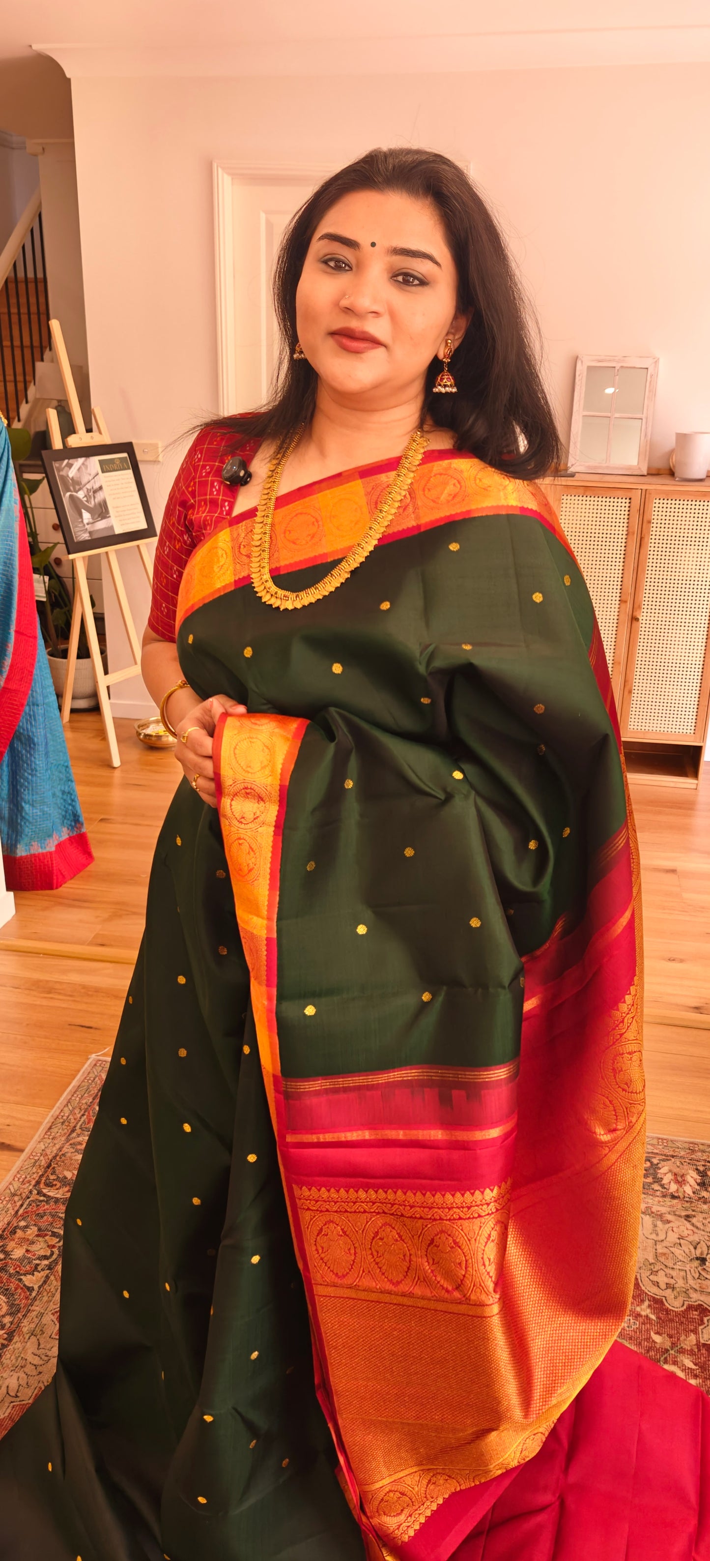 Dark green and red -Kanjivaram Silk Saree
