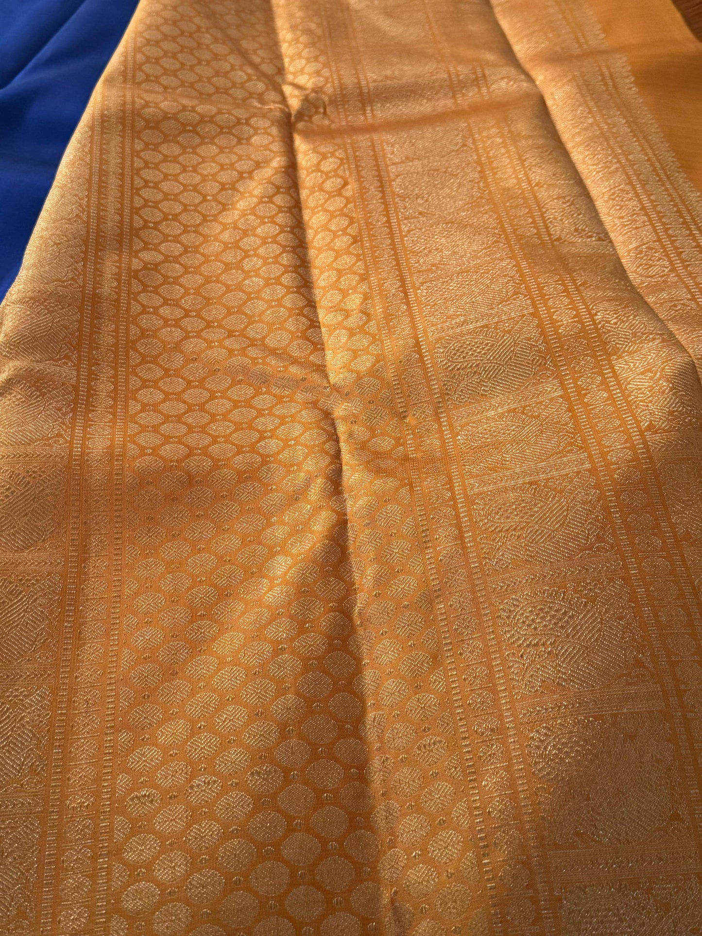 Blue and Mustard Yellow -Kanjivaram Silk Saree