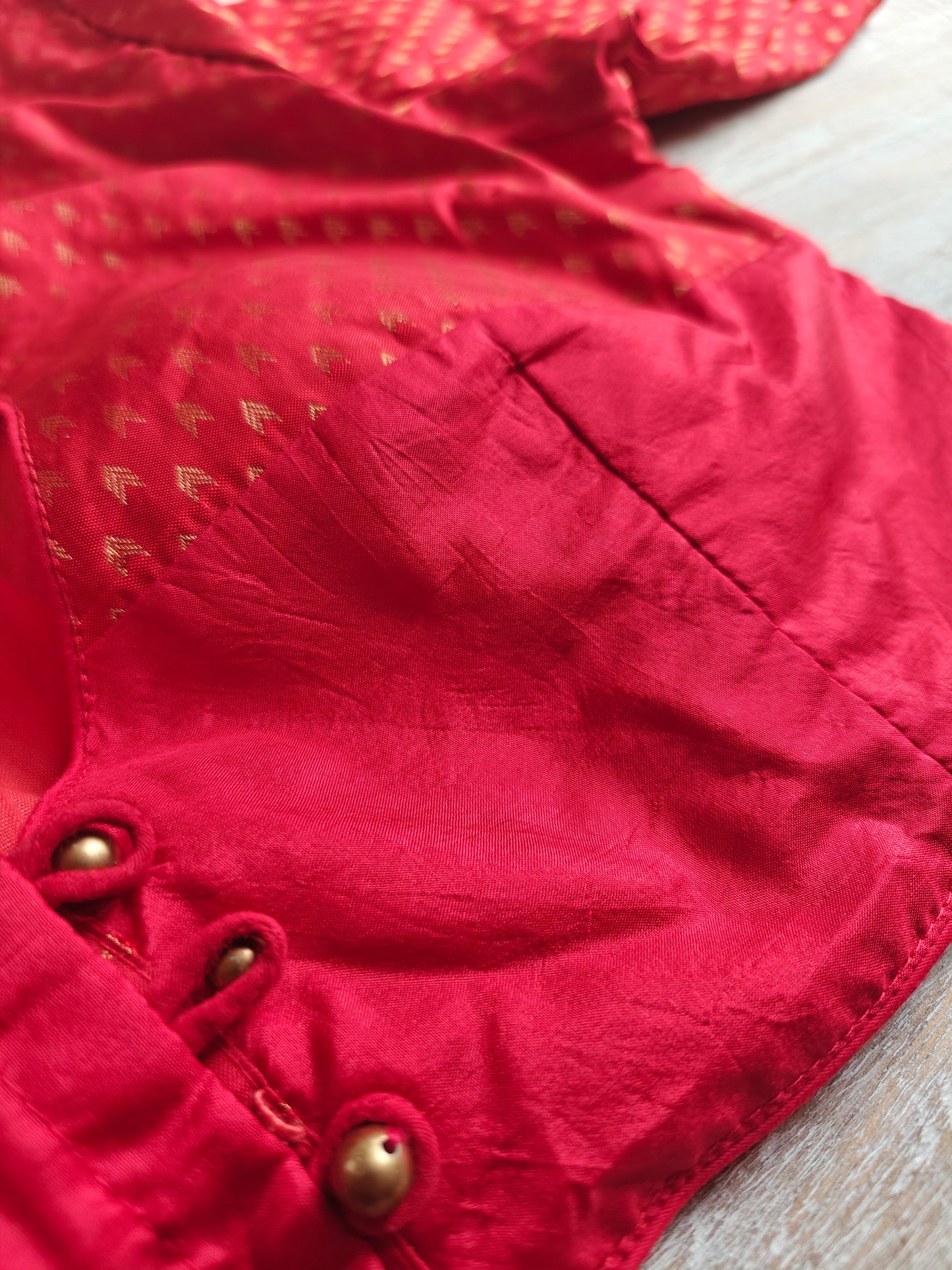 Red Brocade Silk Blouse
