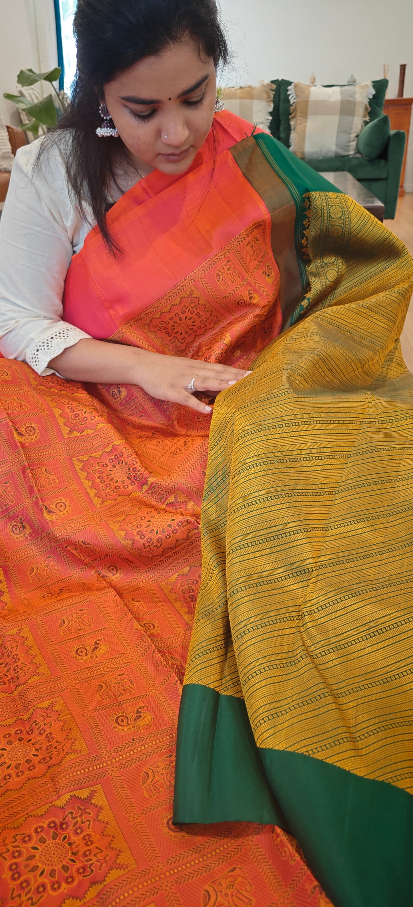 Bomkai inspired checks - Kanjivaram Silk Saree