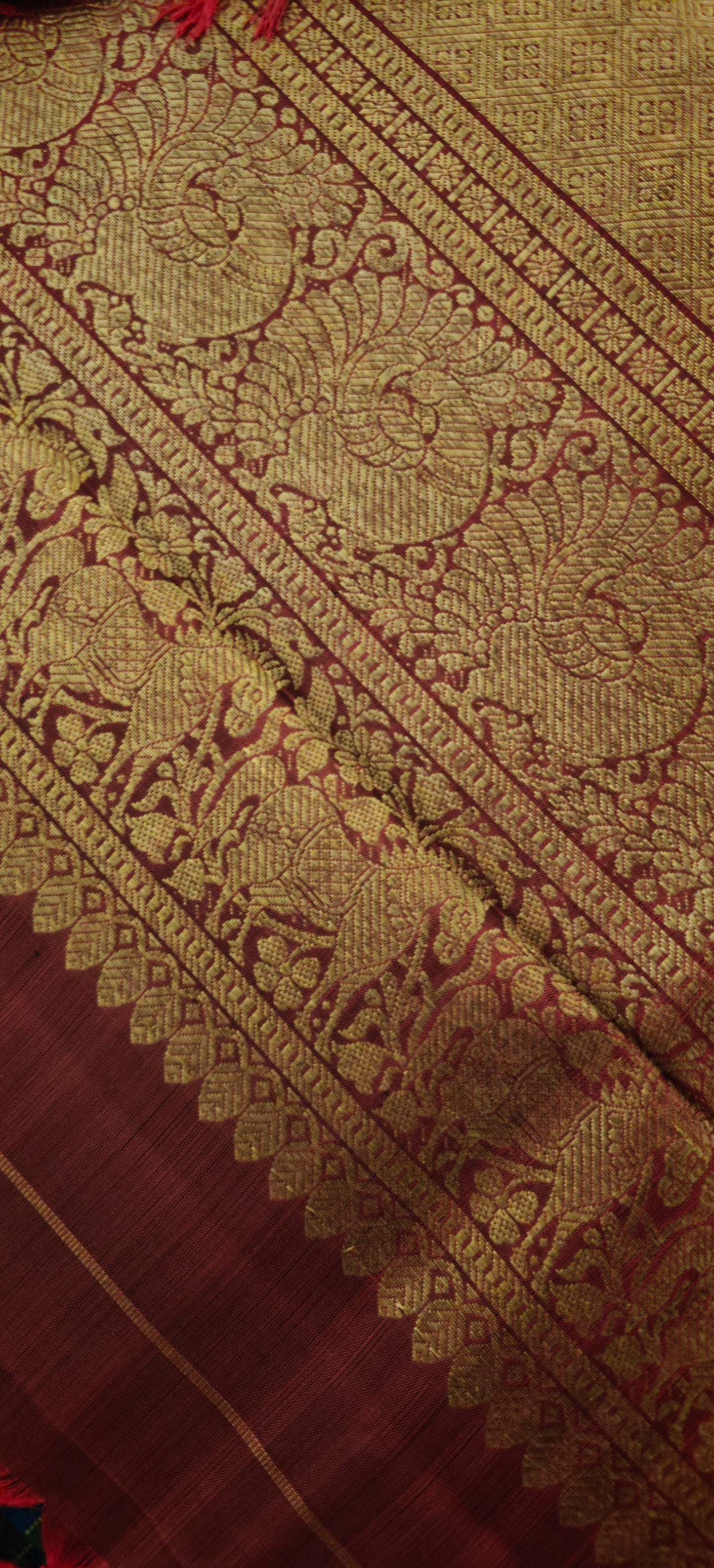 Green and Blue stripes kanjivaram silk saree