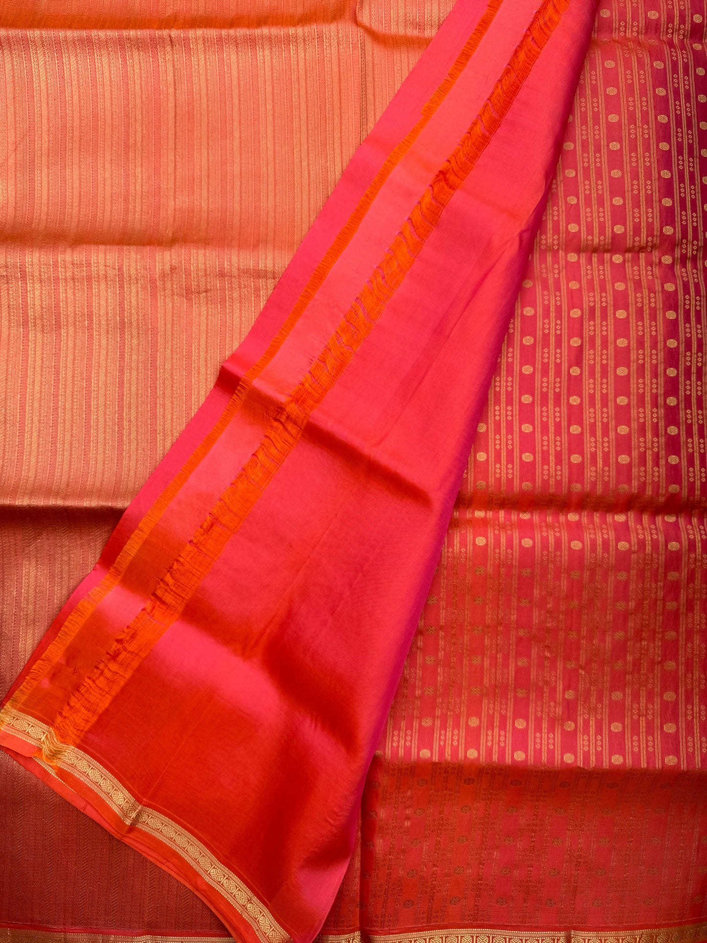 Orange and Gold Woven -Gadwal Silk Sari