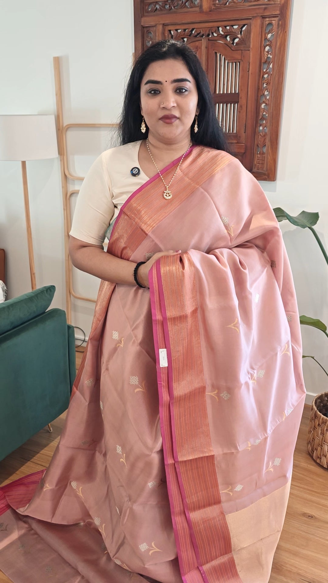 Pastel Pink Chanderi Silk Sari