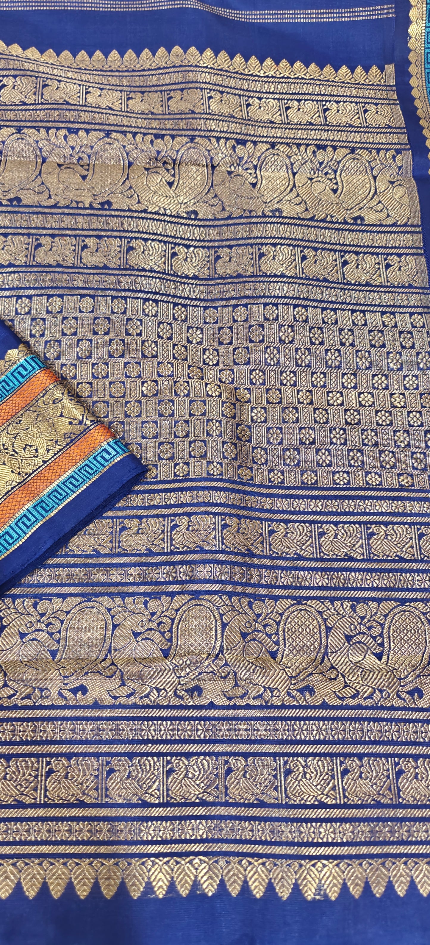 Light Blue with  Navy Blue Kanjivaram silk saree
